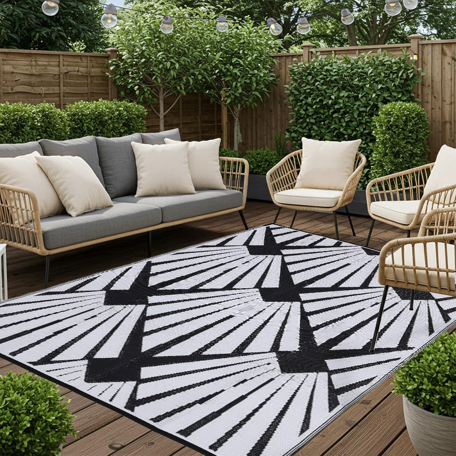 Alfombra Reversible BUPPLEE 5x8 ft (1.52x2.44 m) Exterior UV