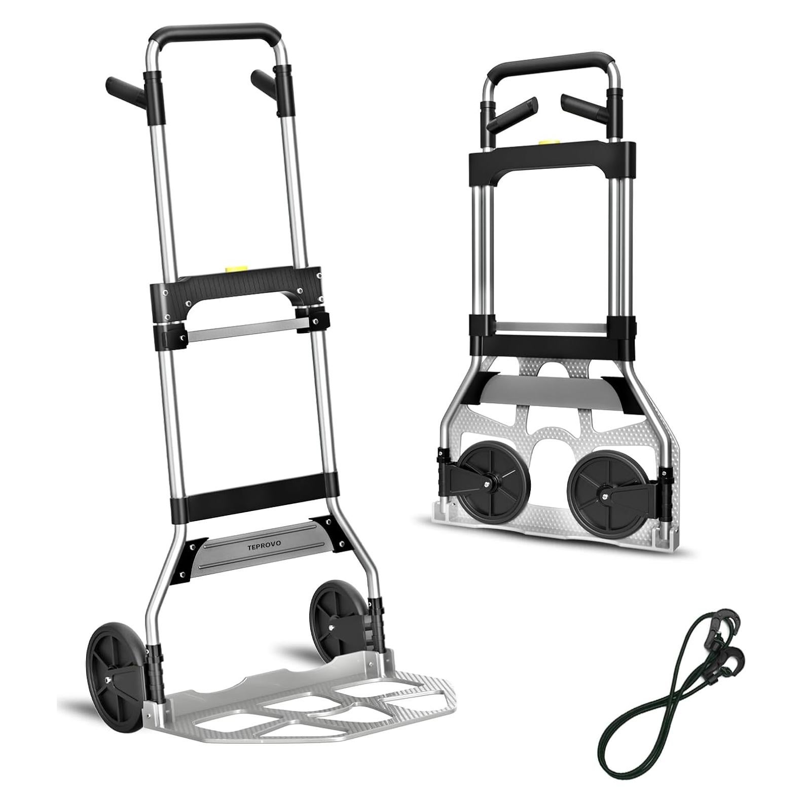 Carro de Mano Plegable Teprovo 154kg con Mango Telescópico