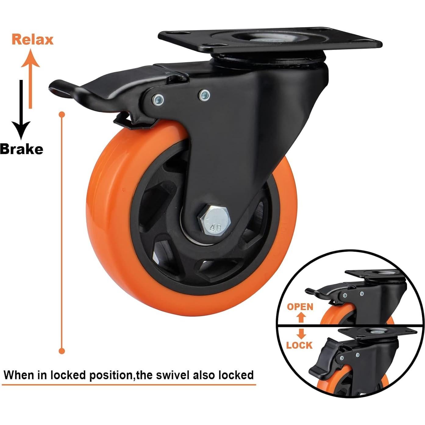 Juego de 4 Ruedas de Caster ASRINIEY 10 cm Alta Resistencia