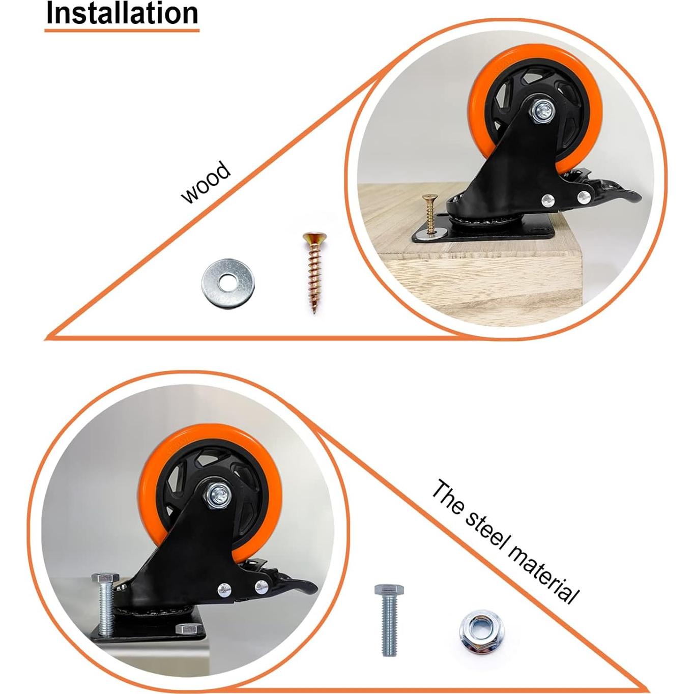 Juego de 4 Ruedas de Caster ASRINIEY 10 cm Alta Resistencia