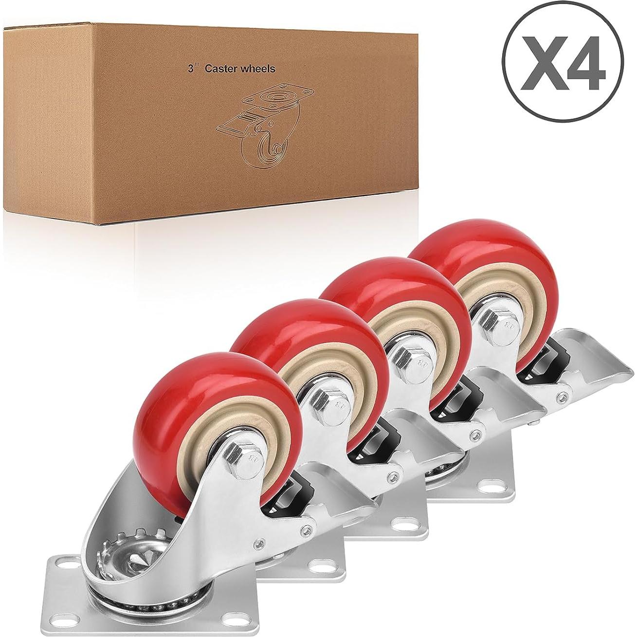 Ruedas Giratorias de 7.6 cm TABKEER con Freno, Carga 726 kg