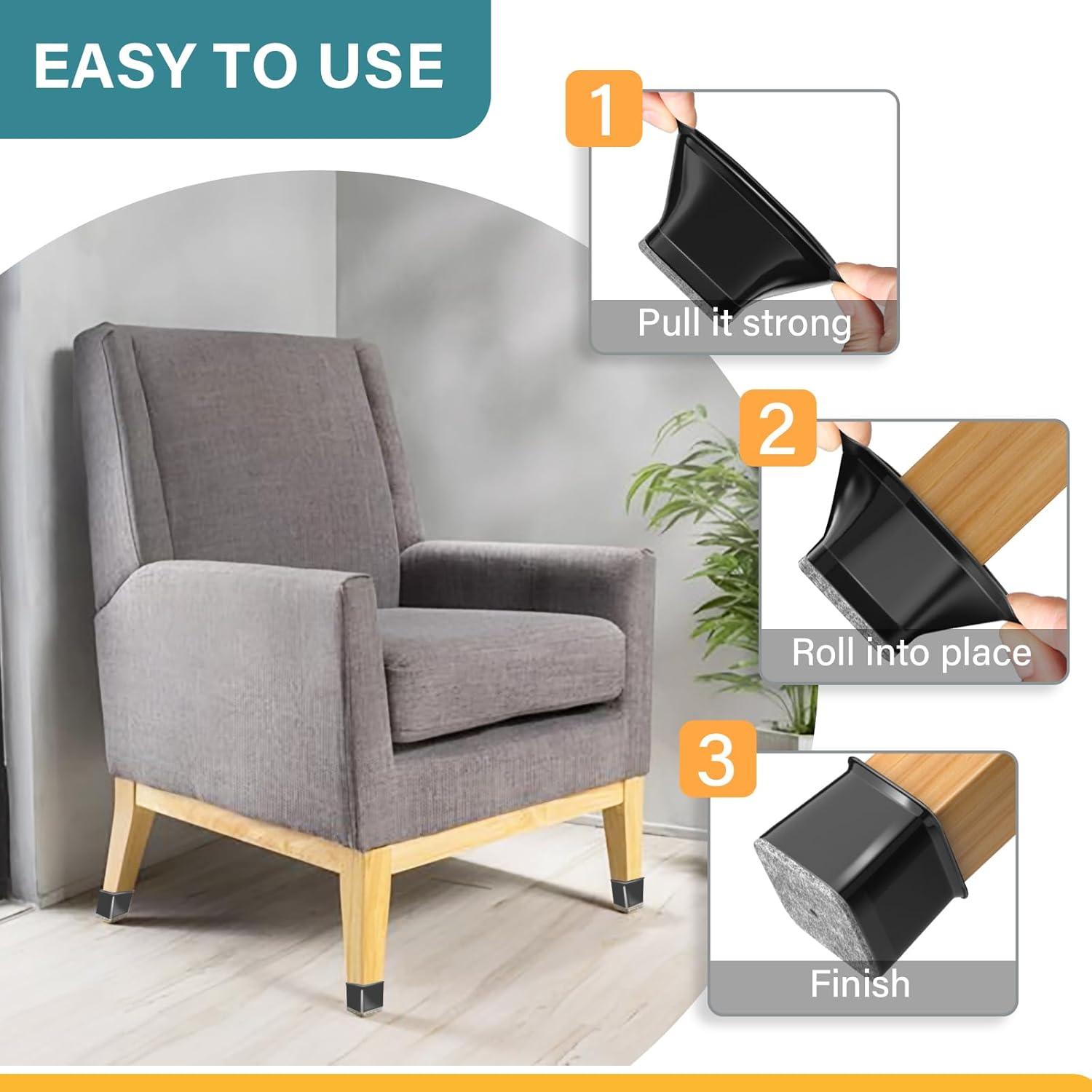 24 Protectores de Suelo para Patas de Silla Cuadrados Ansible