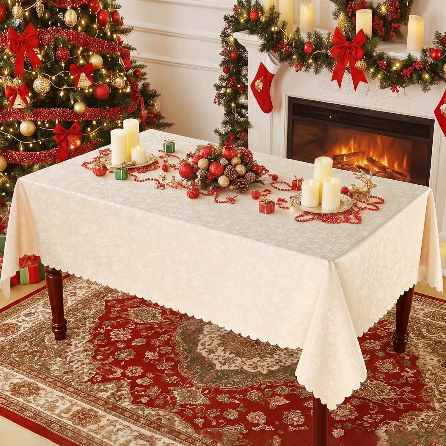 Mantel Rectangular Beige Smiry de Vinilo Impermeable 213x152 cm