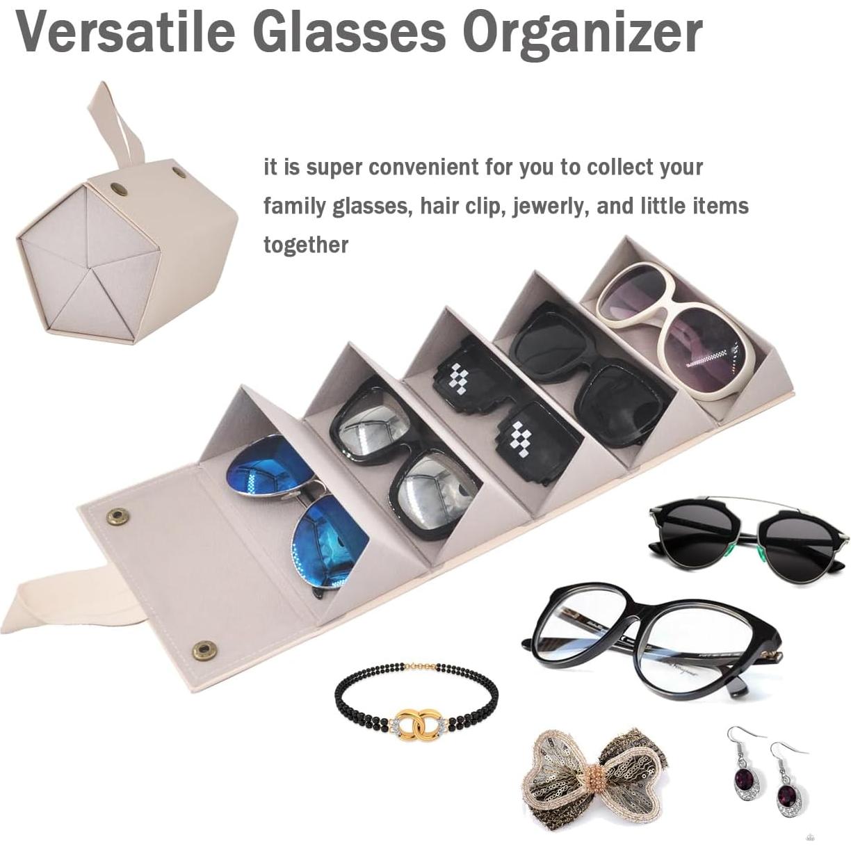 Organizador de Gafas Kenpal Plegable 5 Compartimentos Beige