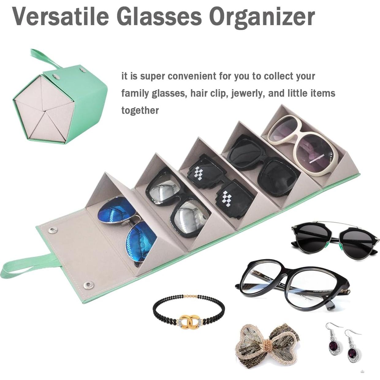 Organizador de Gafas Kenpal Plegable 5 Compartimentos Verde