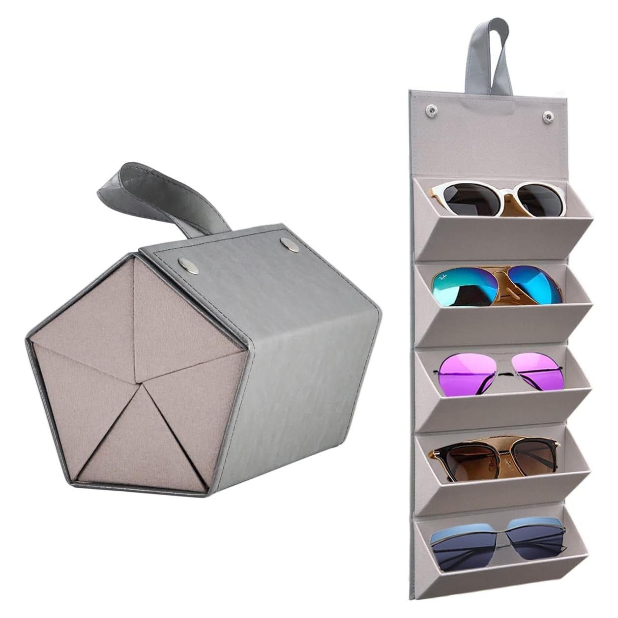 Organizador de Gafas Kenpal Plegable 5 Compartimentos Gris