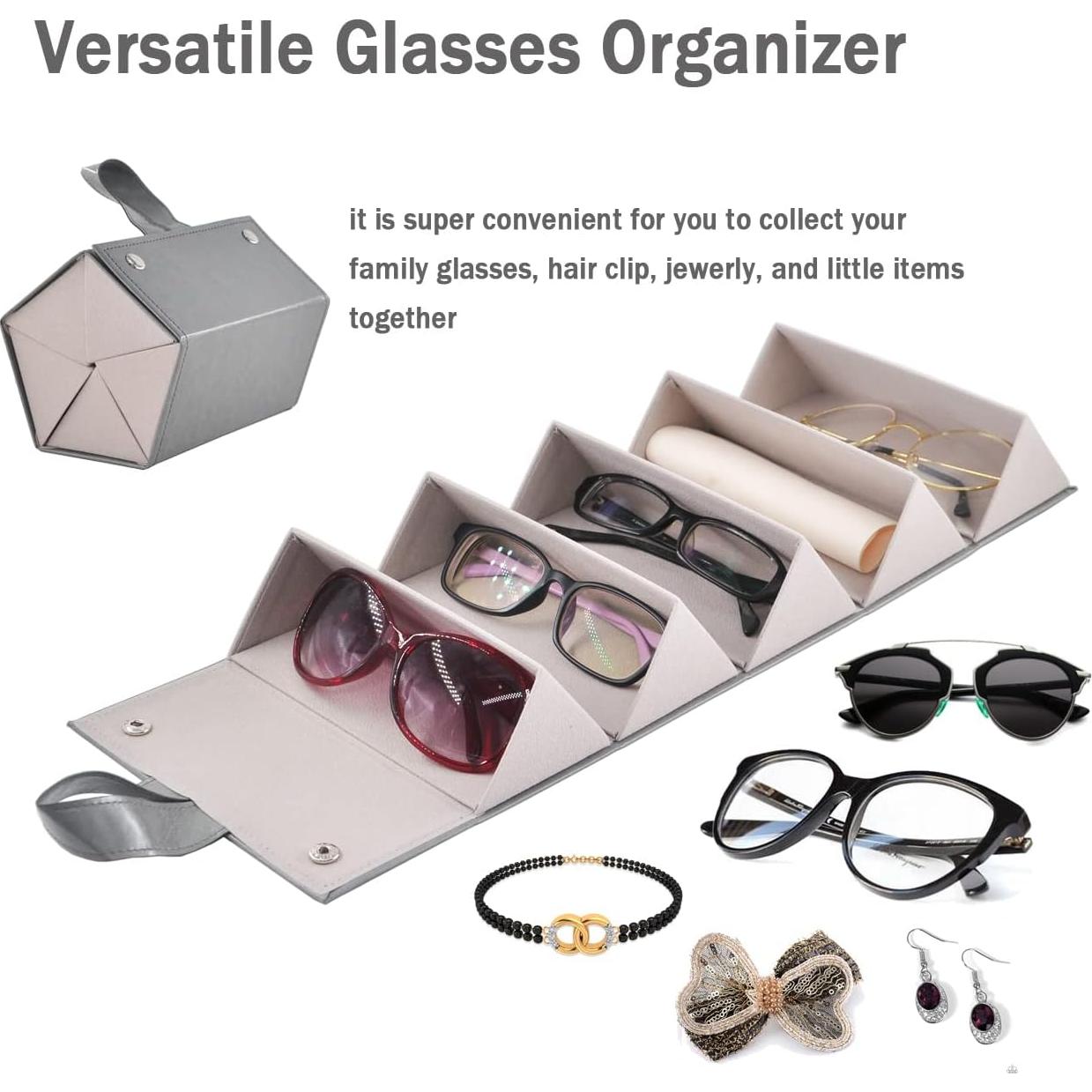 Organizador de Gafas Kenpal Plegable 5 Compartimentos Gris