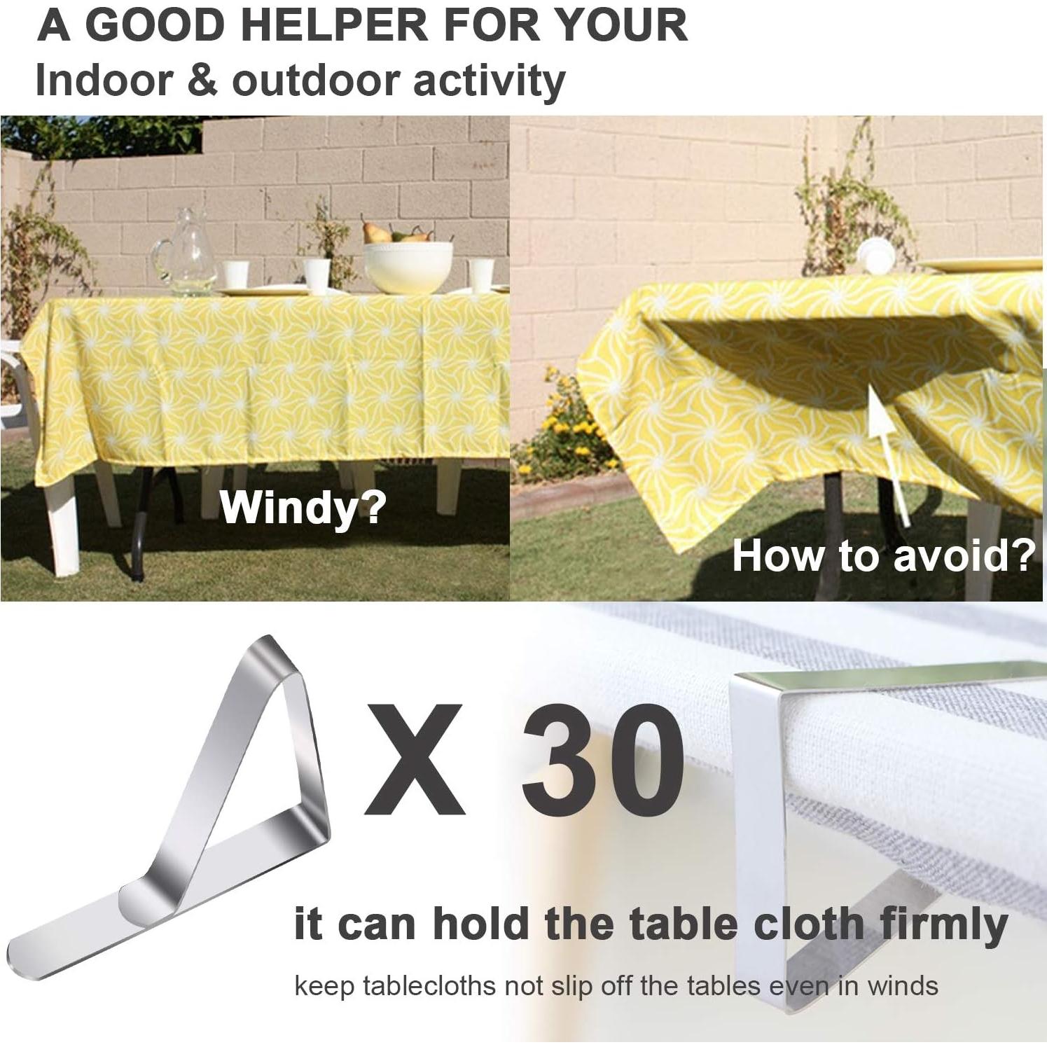 30 Clips para Manteles de Acero Inoxidable - Sujetadores Duraderos