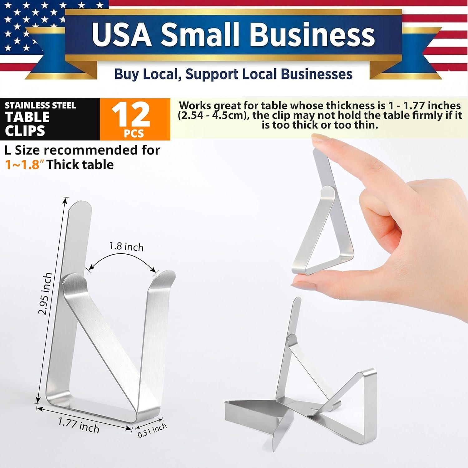 Pinzas para Manteles Clipra - Acero Inoxidable, 12 Piezas