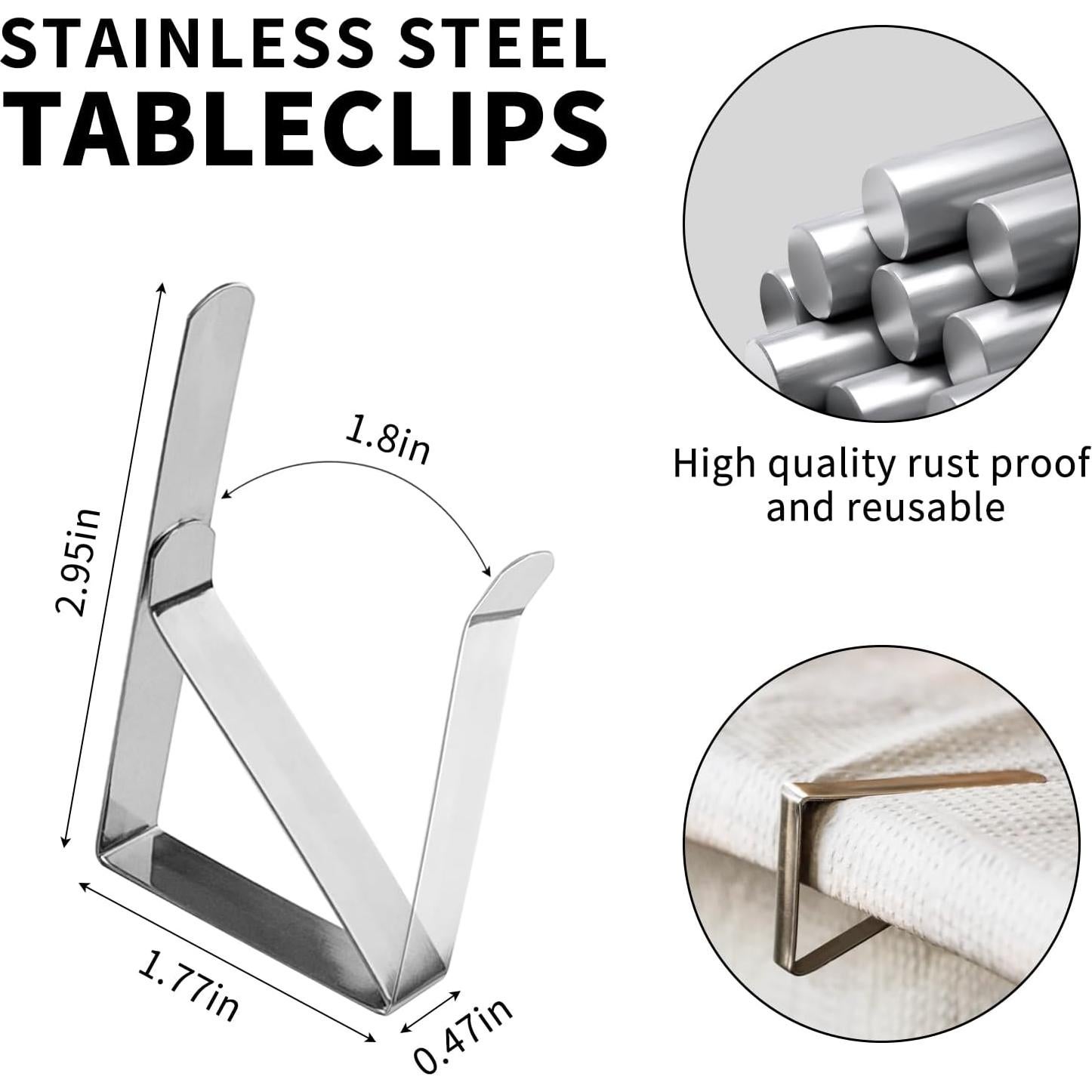 Clips para Manteles ALLTOP - Acero Inoxidable, Paquete de 12