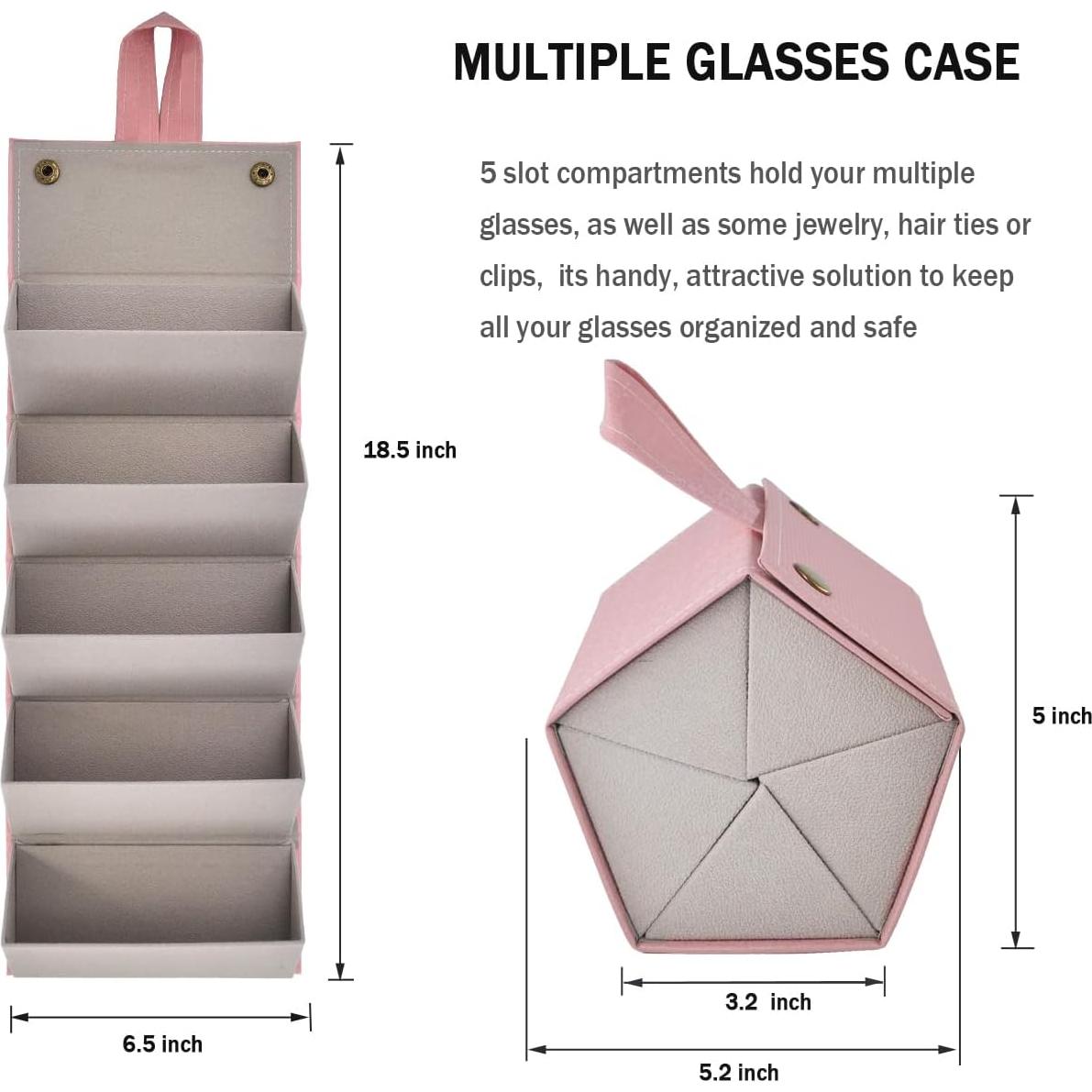 Organizador de Gafas Kenpal Plegable 5 Compartimentos Rosa