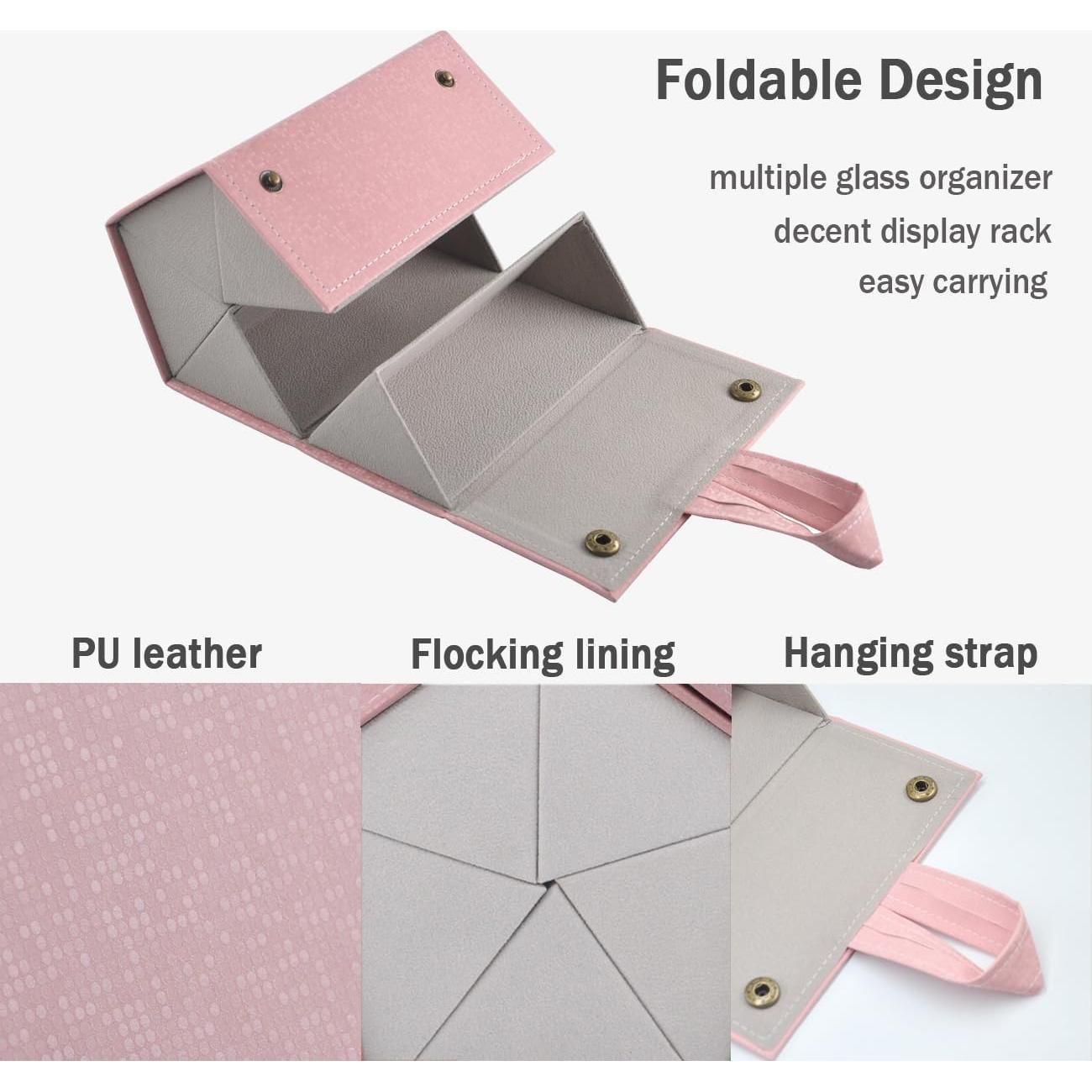 Organizador de Gafas Kenpal Plegable 5 Compartimentos Rosa