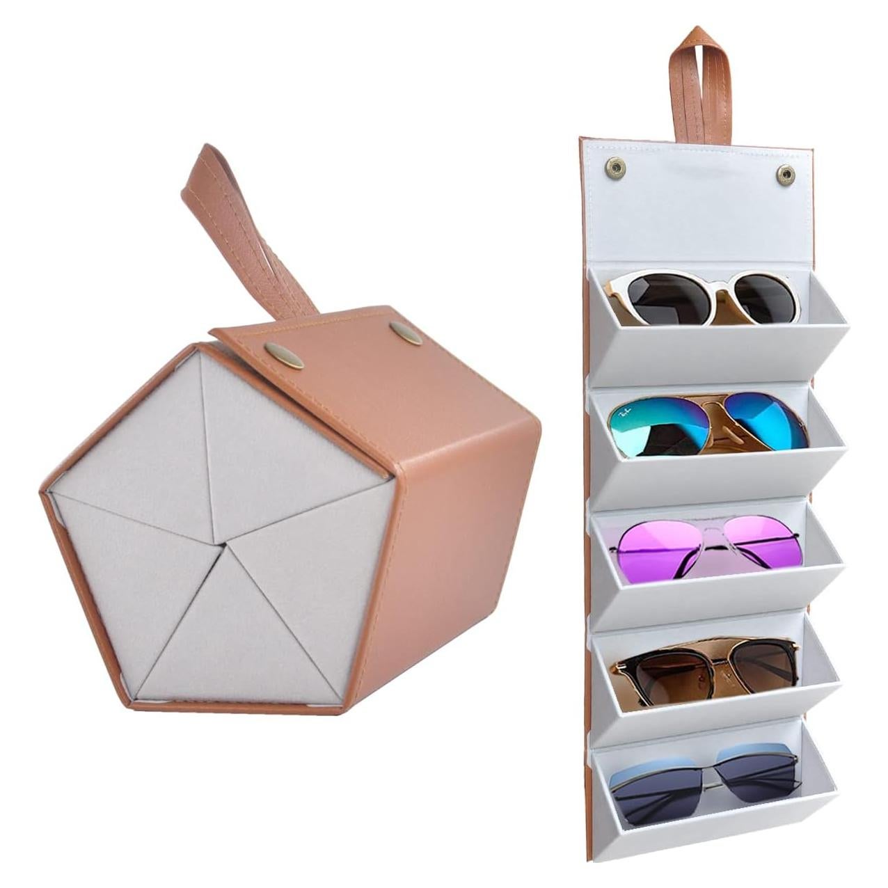 Organizador de Gafas Kenpal Plegable 5 Compartimentos Marrón