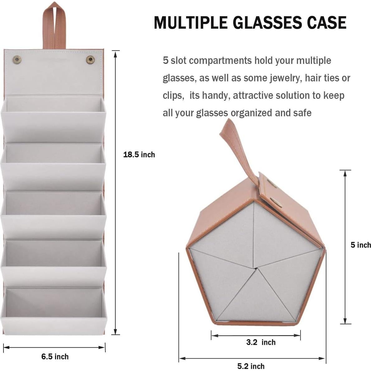 Organizador de Gafas Kenpal Plegable 5 Compartimentos Marrón