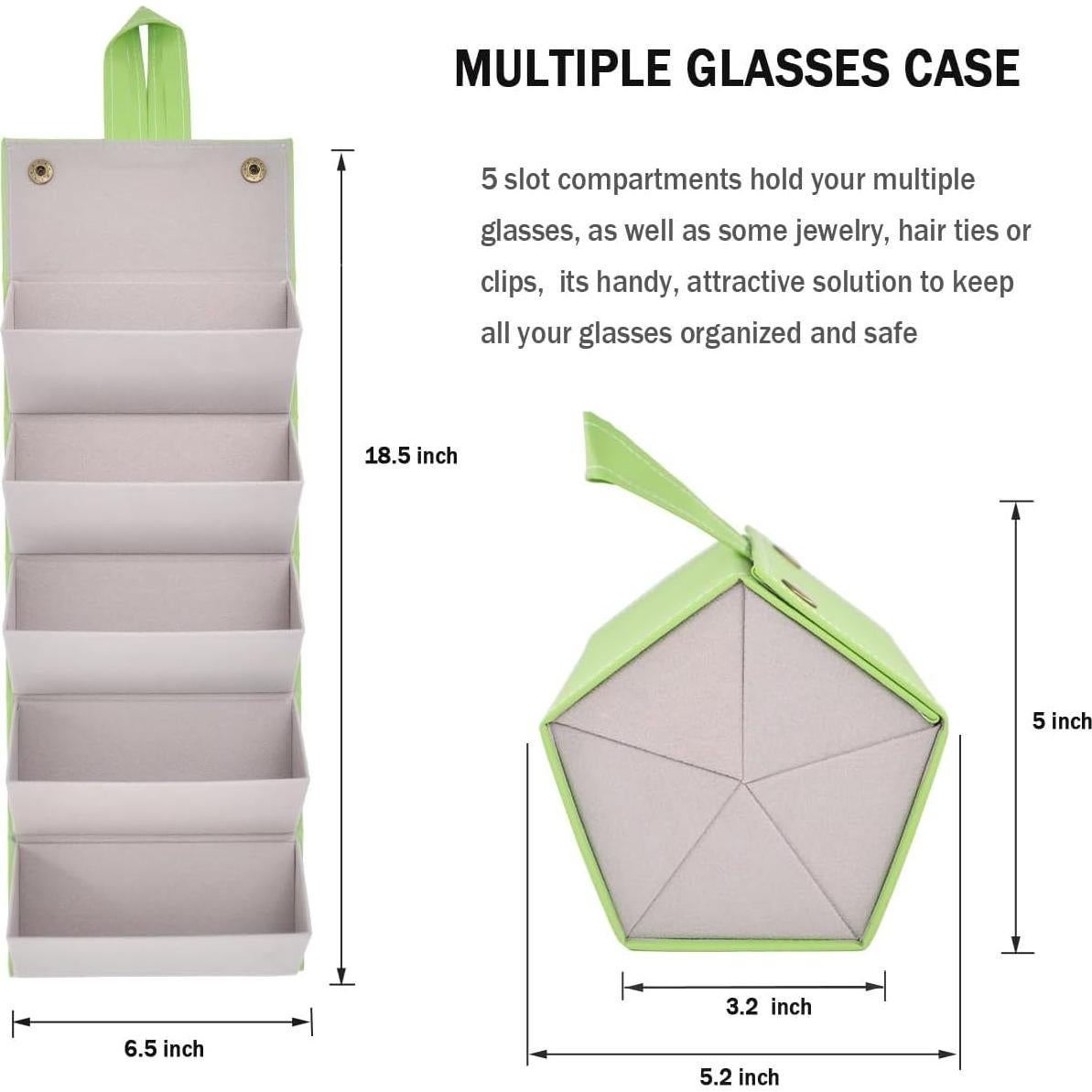 Organizador de Gafas Kenpal Plegable 5 Compartimentos Verde