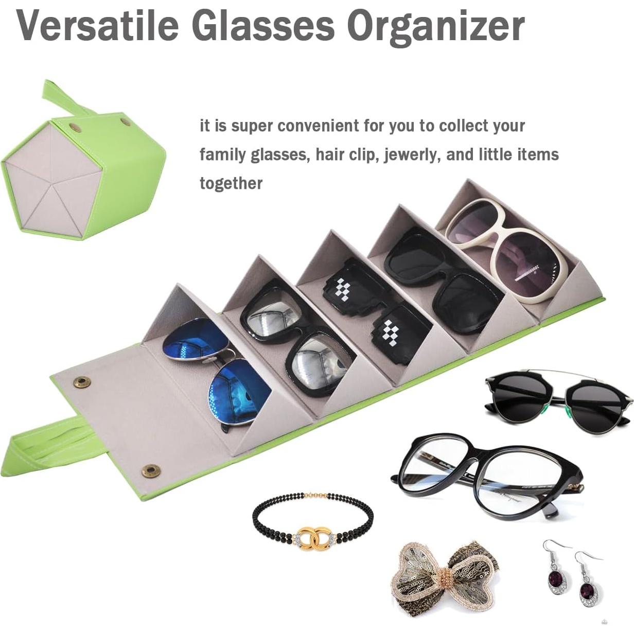 Organizador de Gafas Kenpal Plegable 5 Compartimentos Verde