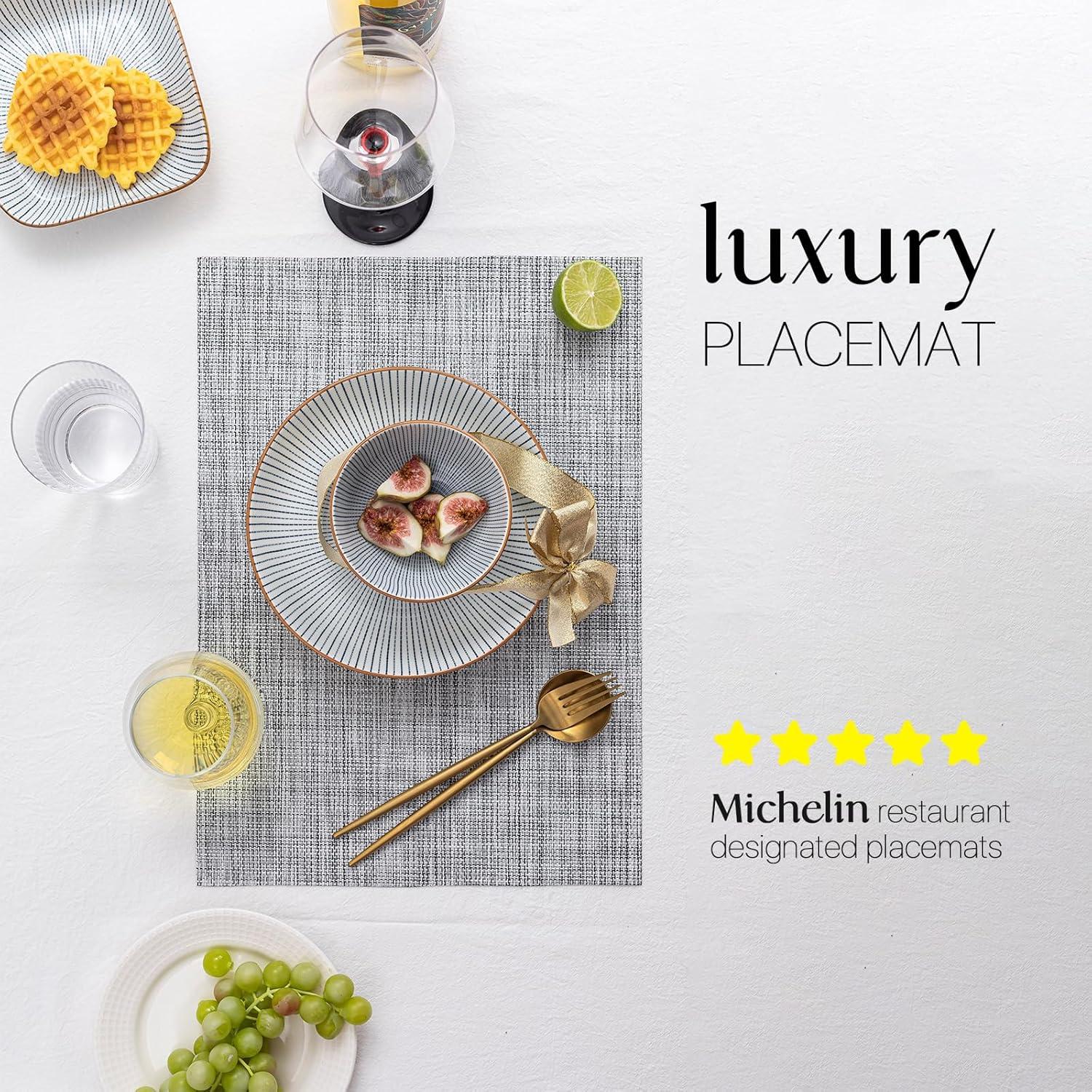 Conjunto de 4 Manteles Rectangulares LEXMORE de Vinilo Gris