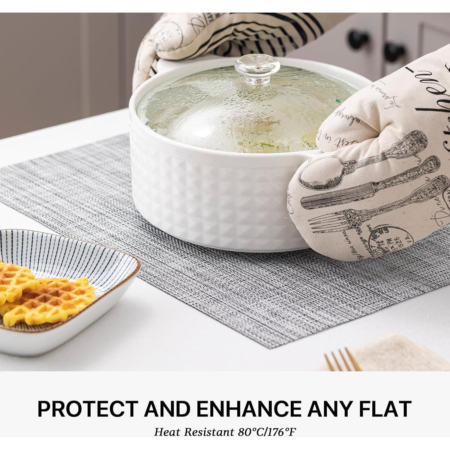 Conjunto de 4 Manteles Rectangulares LEXMORE de Vinilo Gris