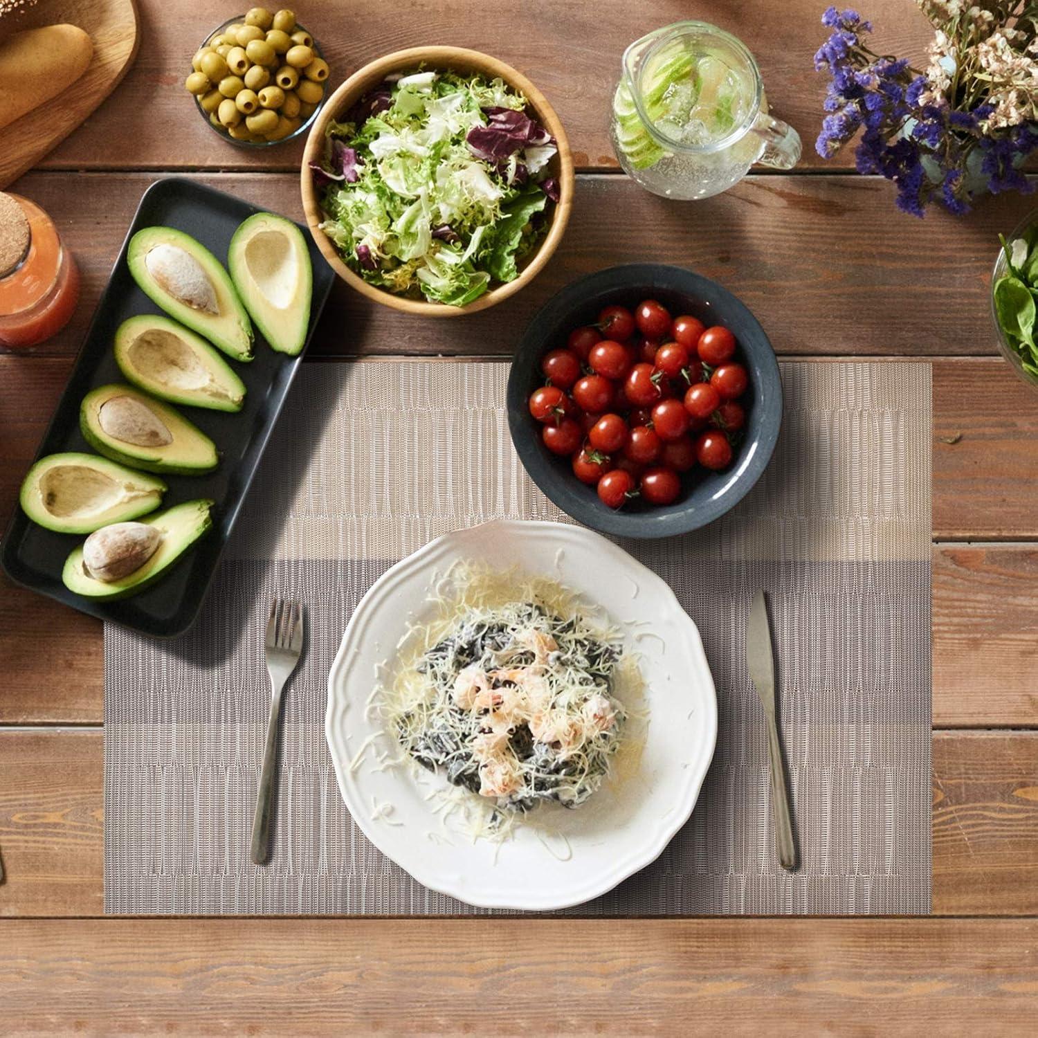 Juego de 6 Manteles Individuales Aofmee Dorado PVC 30x45 cm