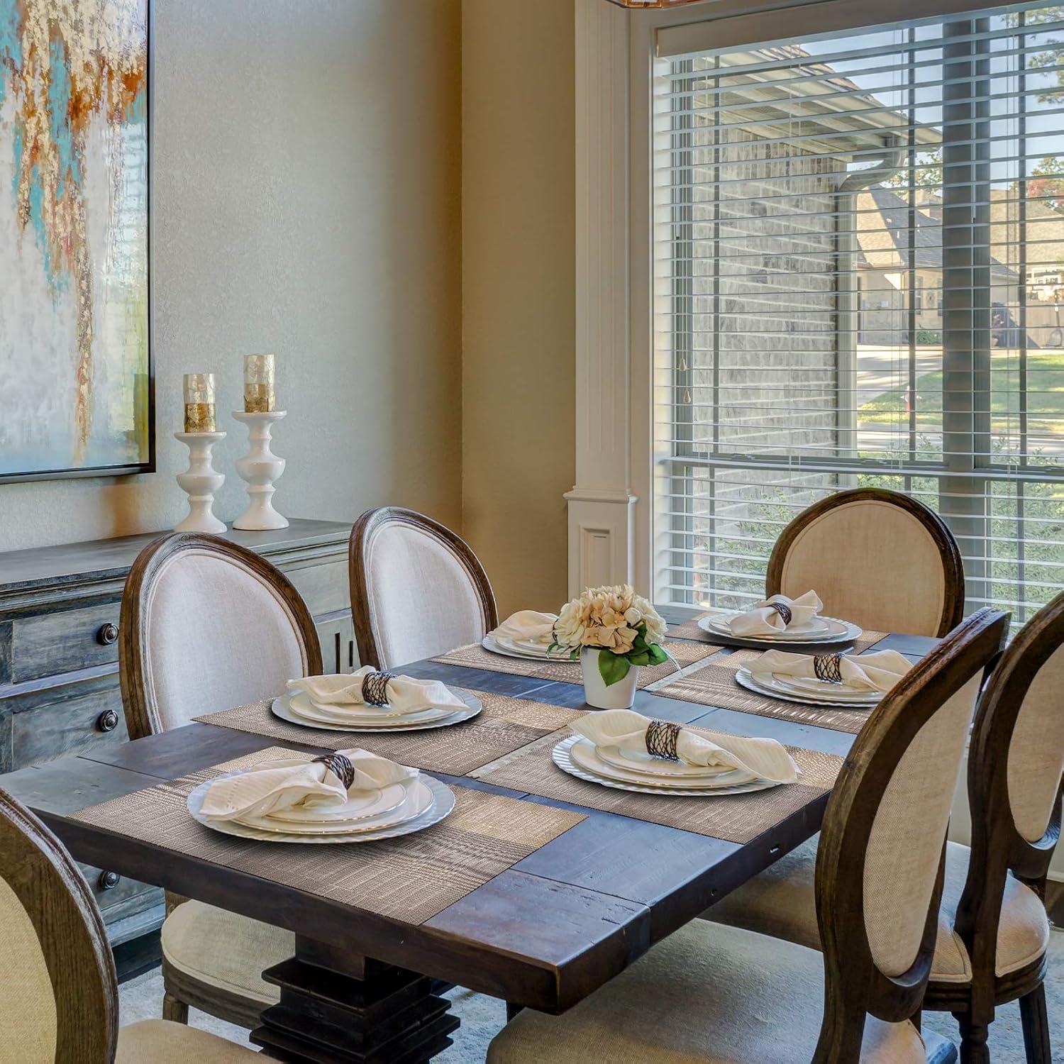 Juego de 6 Manteles Individuales Aofmee Dorado PVC 30x45 cm