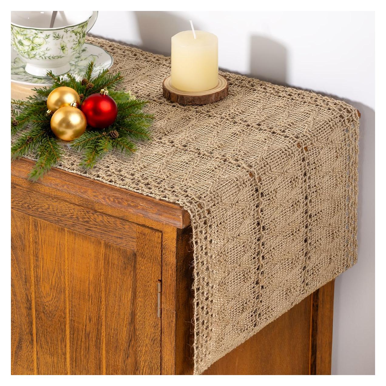 Corredor de Mesa Boho Socomi Yute Marrón 30x183 cm