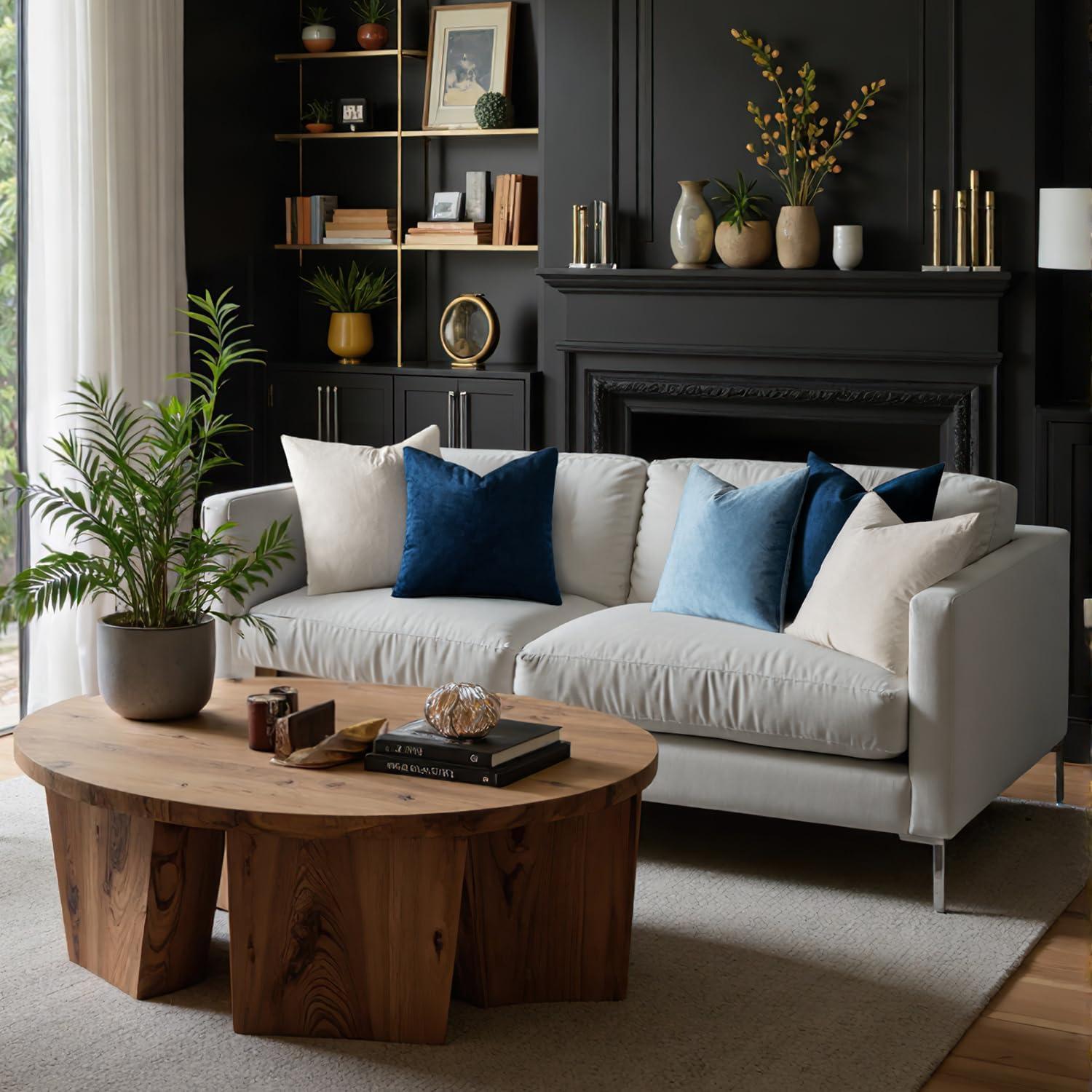 Funda de Cojín de Terciopelo MIULEE 45x45 cm - Azul Oscuro, Paquete de 2