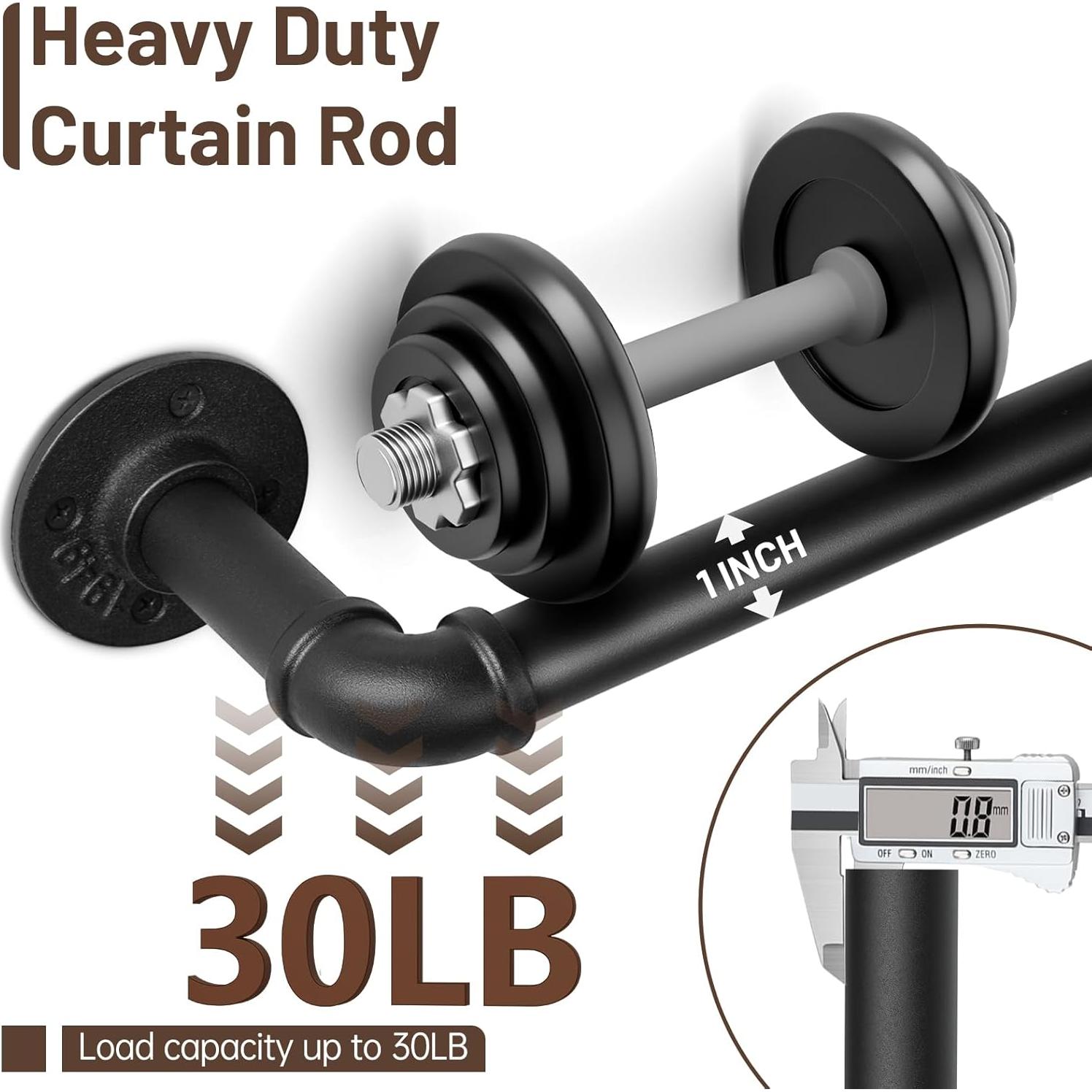 Barra de Cortina Ajustable Zeerobee Negra 66-120 cm Industrial