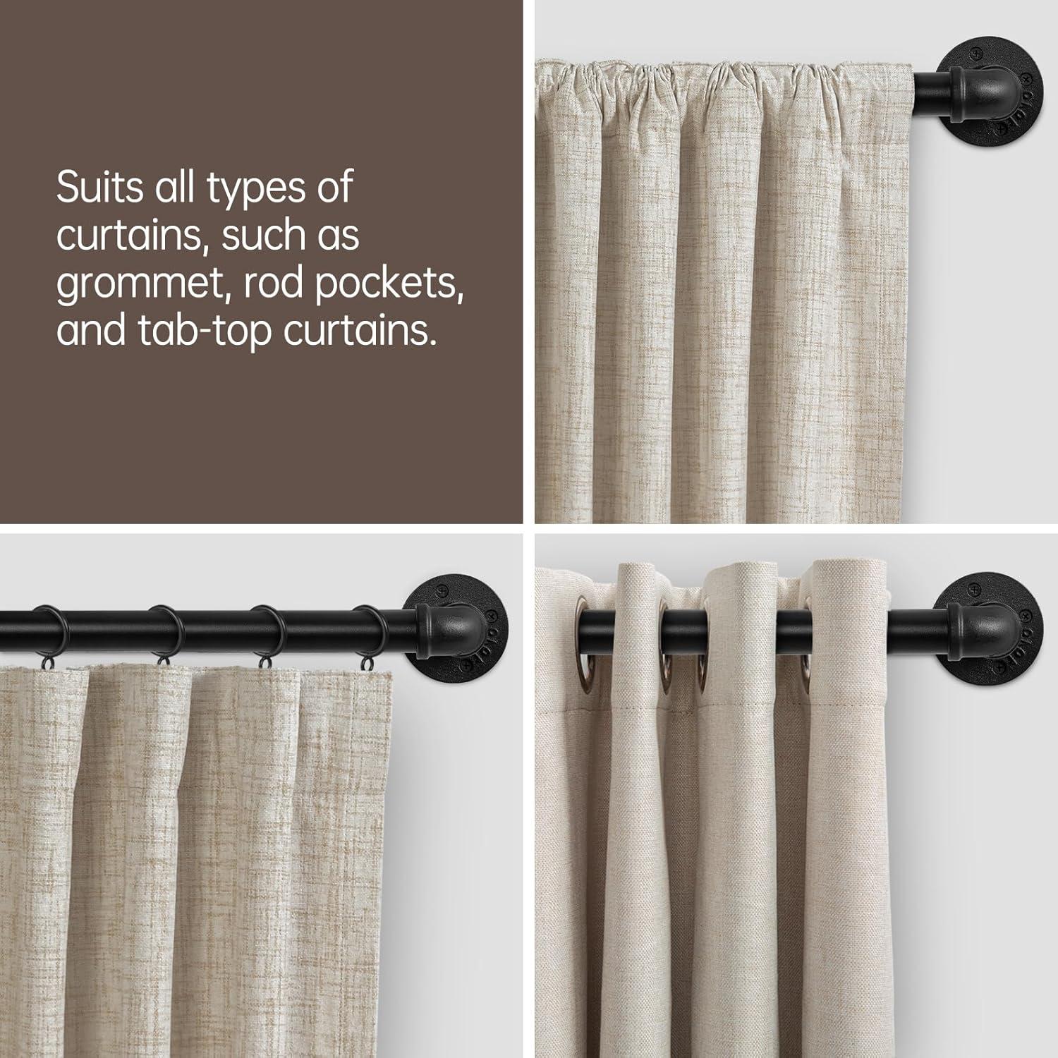 Barra de Cortina Ajustable Zeerobee Negra 66-120 cm Industrial