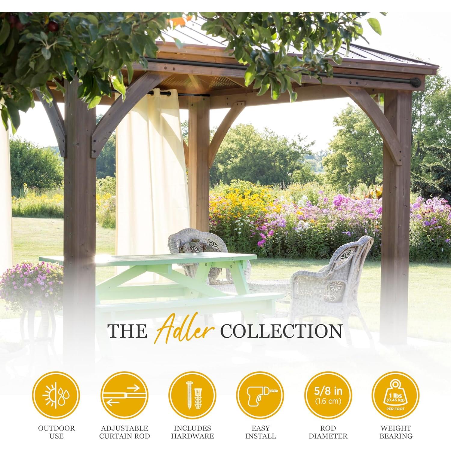 Barra de Cortina Kenney Adler Negra Ajustable 71-122 cm