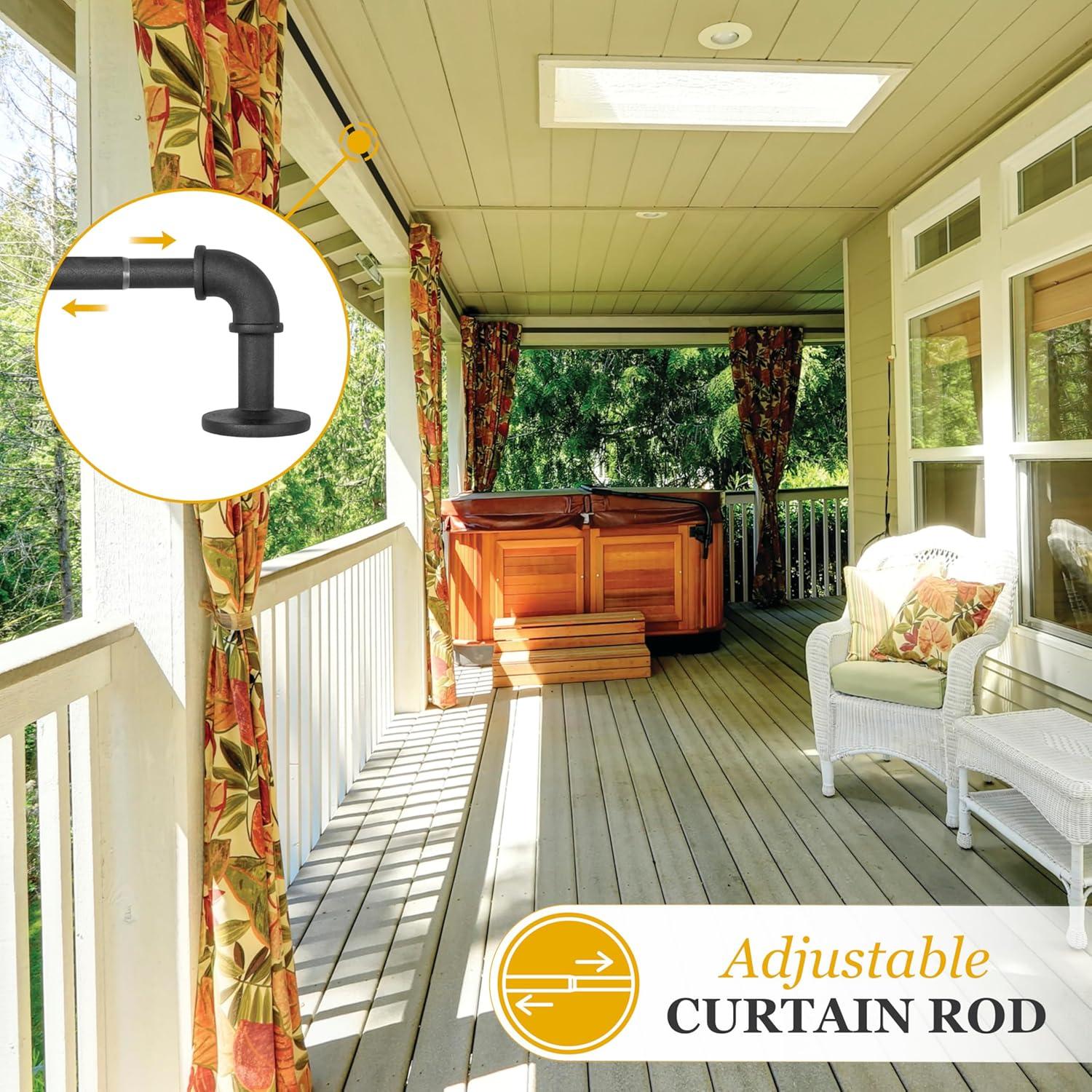 Barra de Cortina Kenney Adler Negra Ajustable 71-122 cm