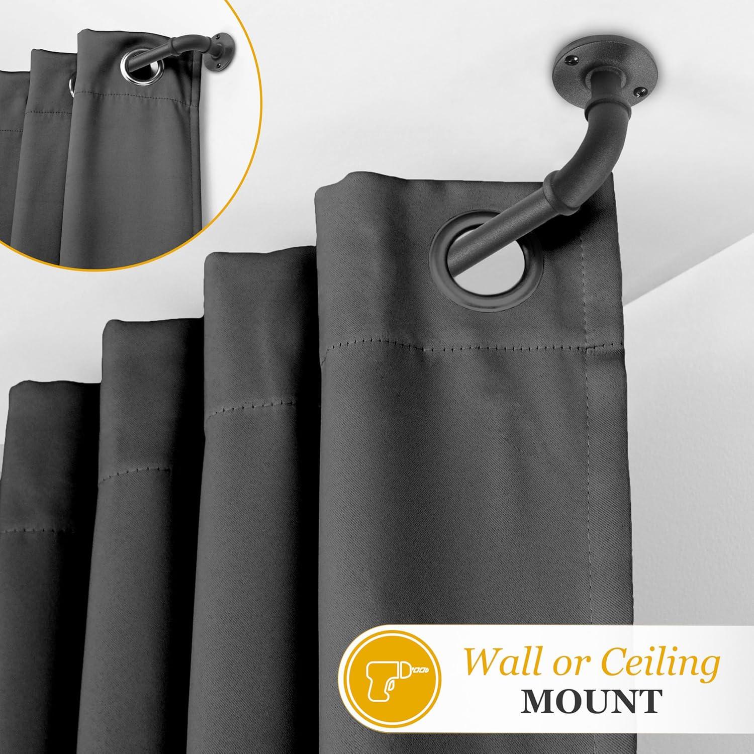 Barra de Cortina Kenney Adler Negra Ajustable 71-122 cm