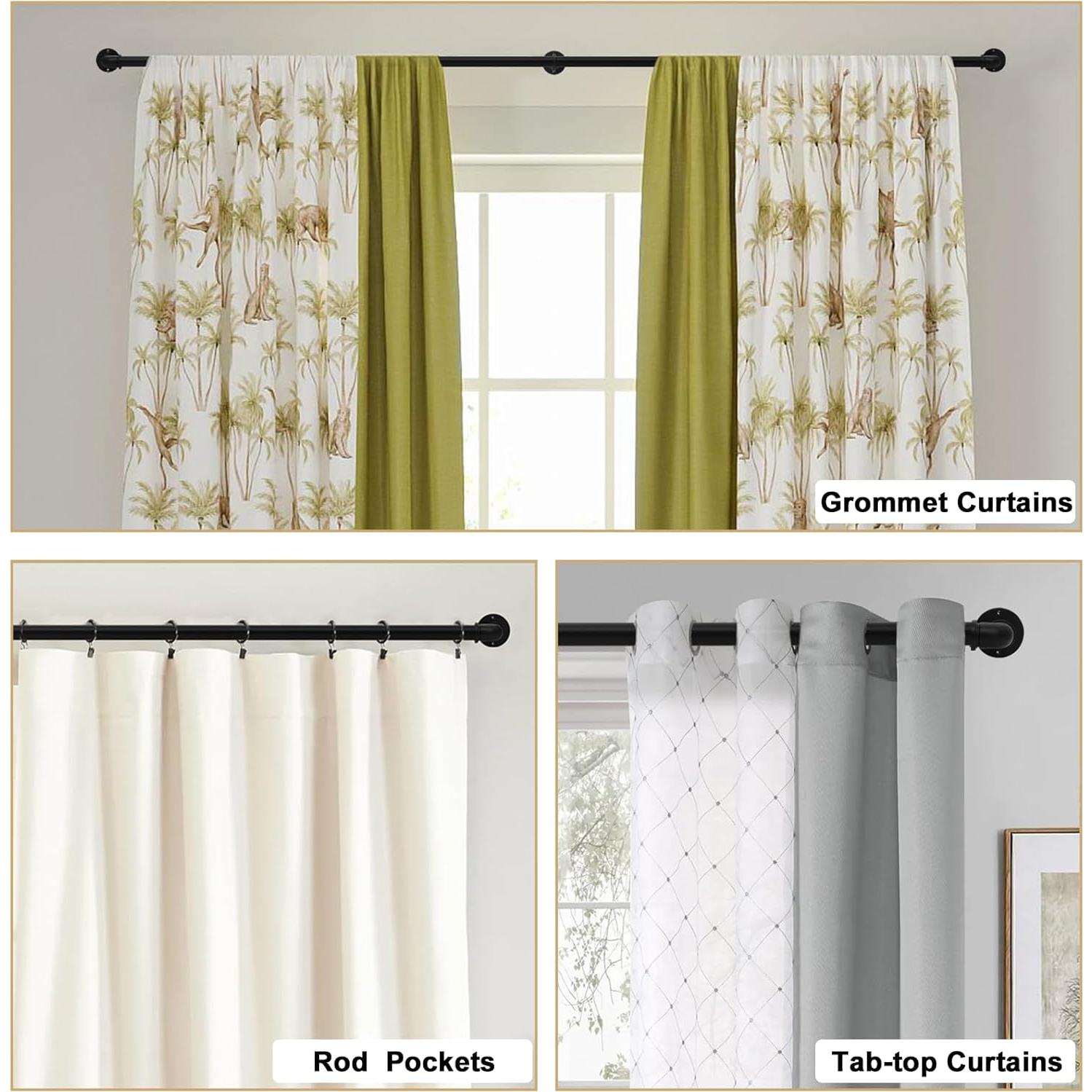 Varilla de Cortina Industrial Ajustable WORLD RODS 46 a 223 cm Negro