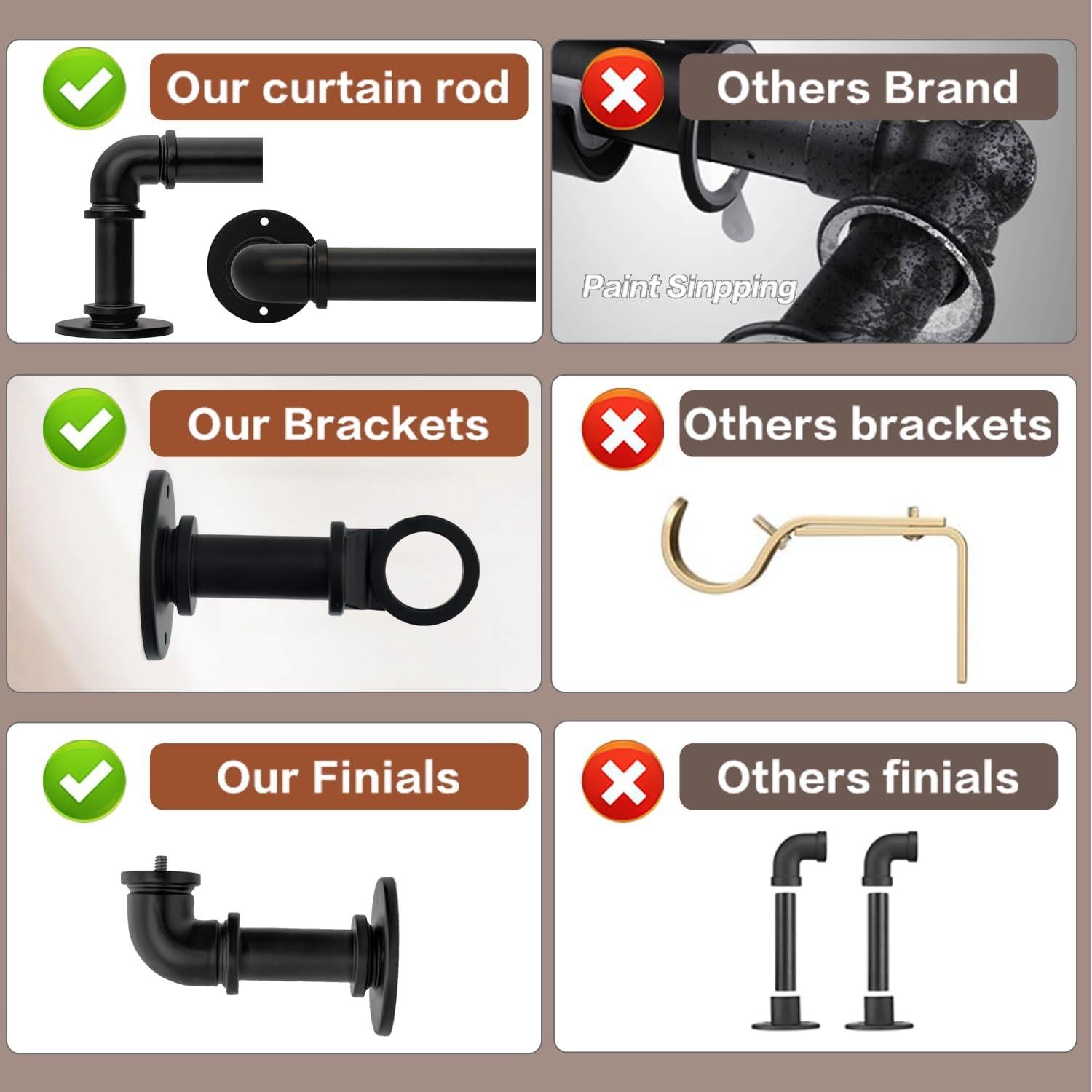 Varilla de Cortina Industrial Ajustable WORLD RODS 46 a 223 cm Negro