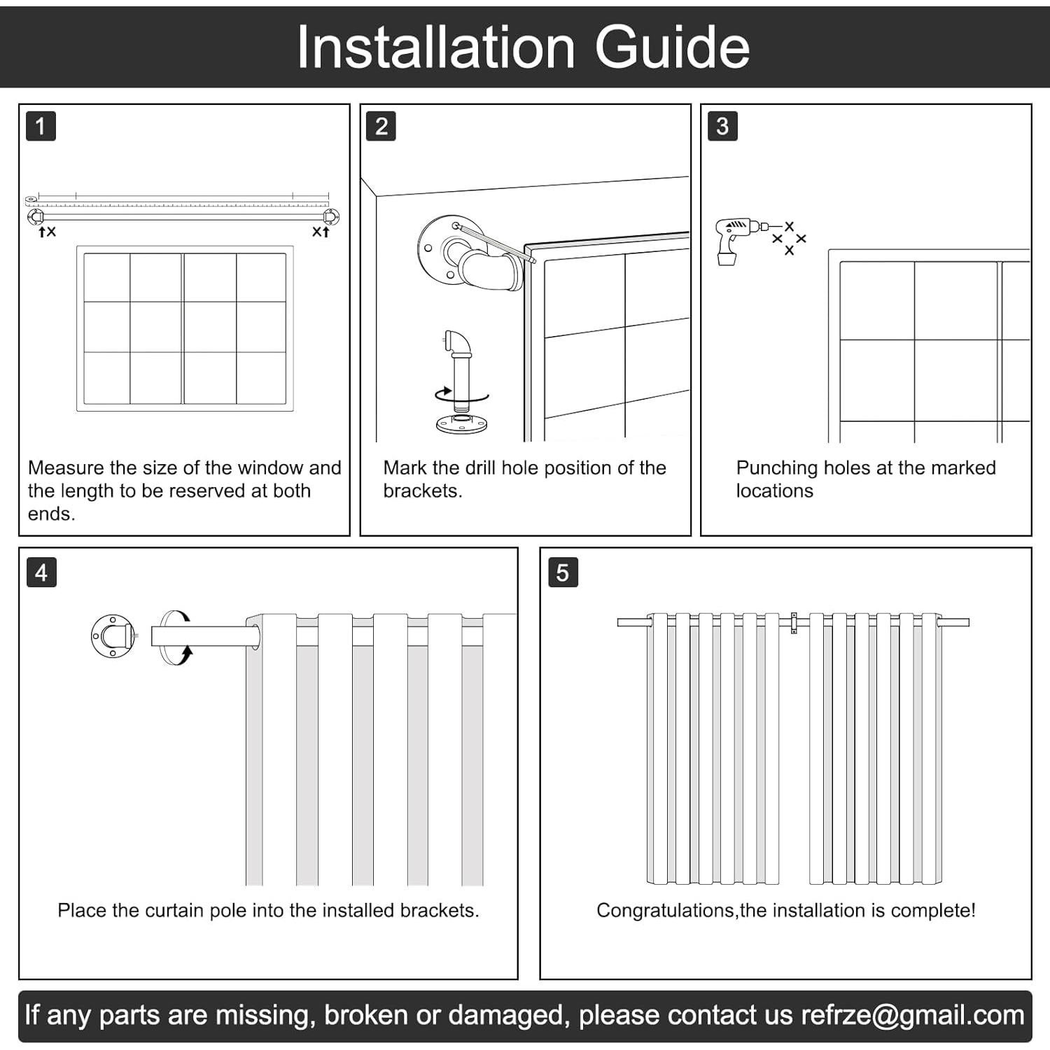 Varilla de Cortina Refrze Negra Industrial Ajustable 48-84"
