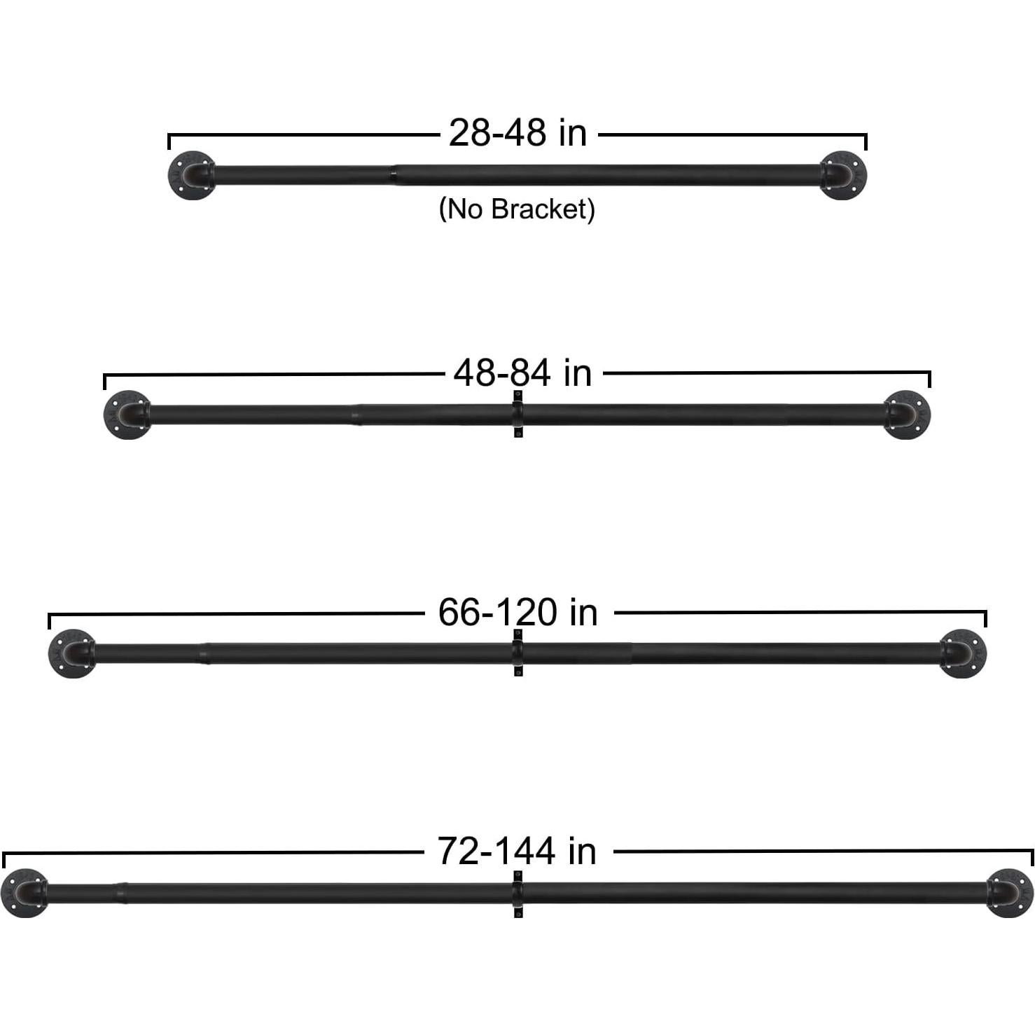 Varilla de Cortina Refrze Negra Industrial Ajustable 48-84"