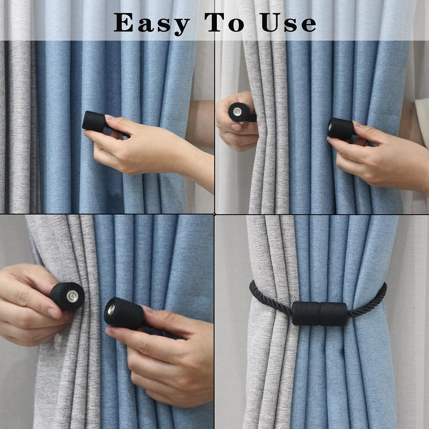 Paquete de 2 Sujetadores Magnéticos de Cortina Porlau Negros