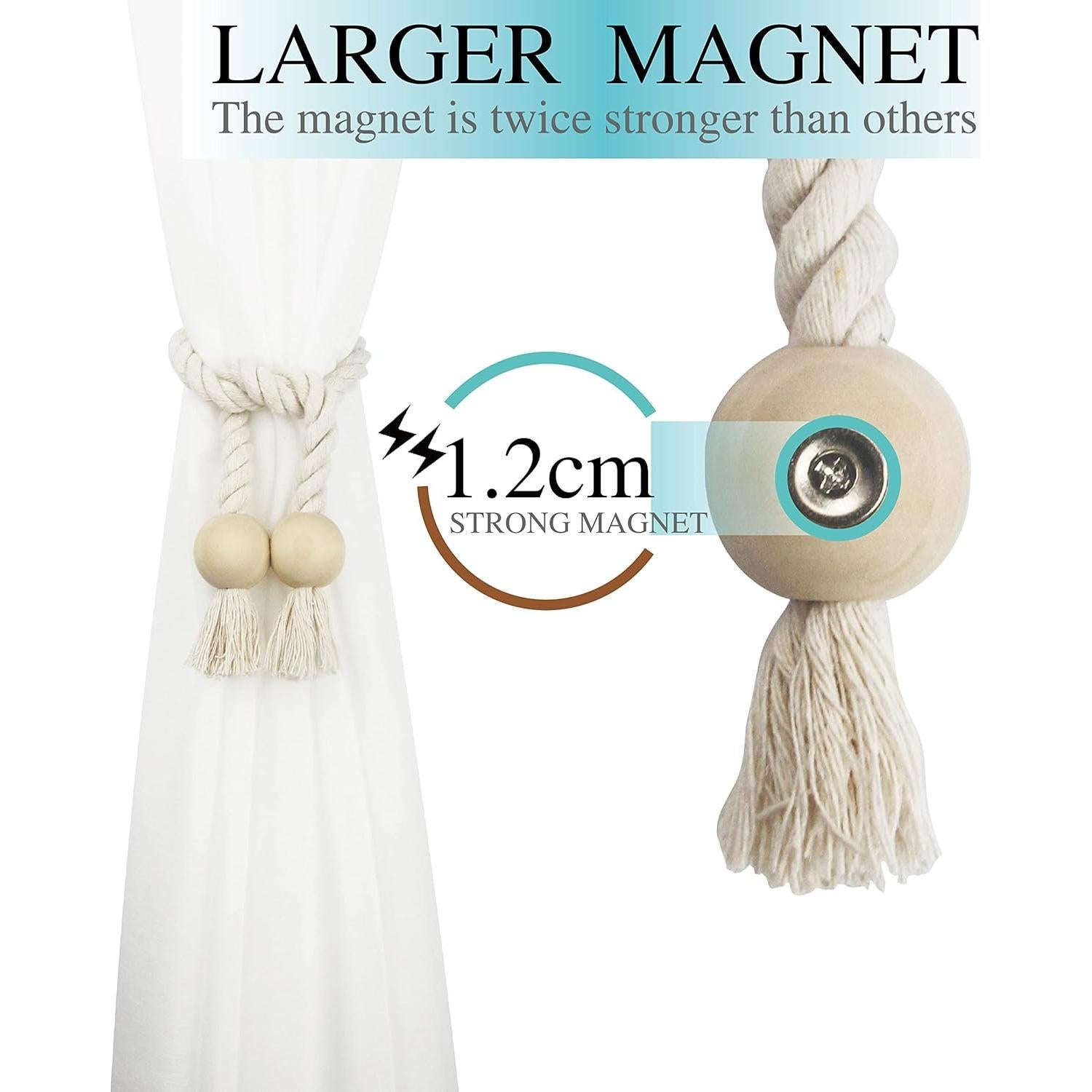 Sujetadores Magnéticos para Cortinas Nieffeiy 2 Piezas Beige