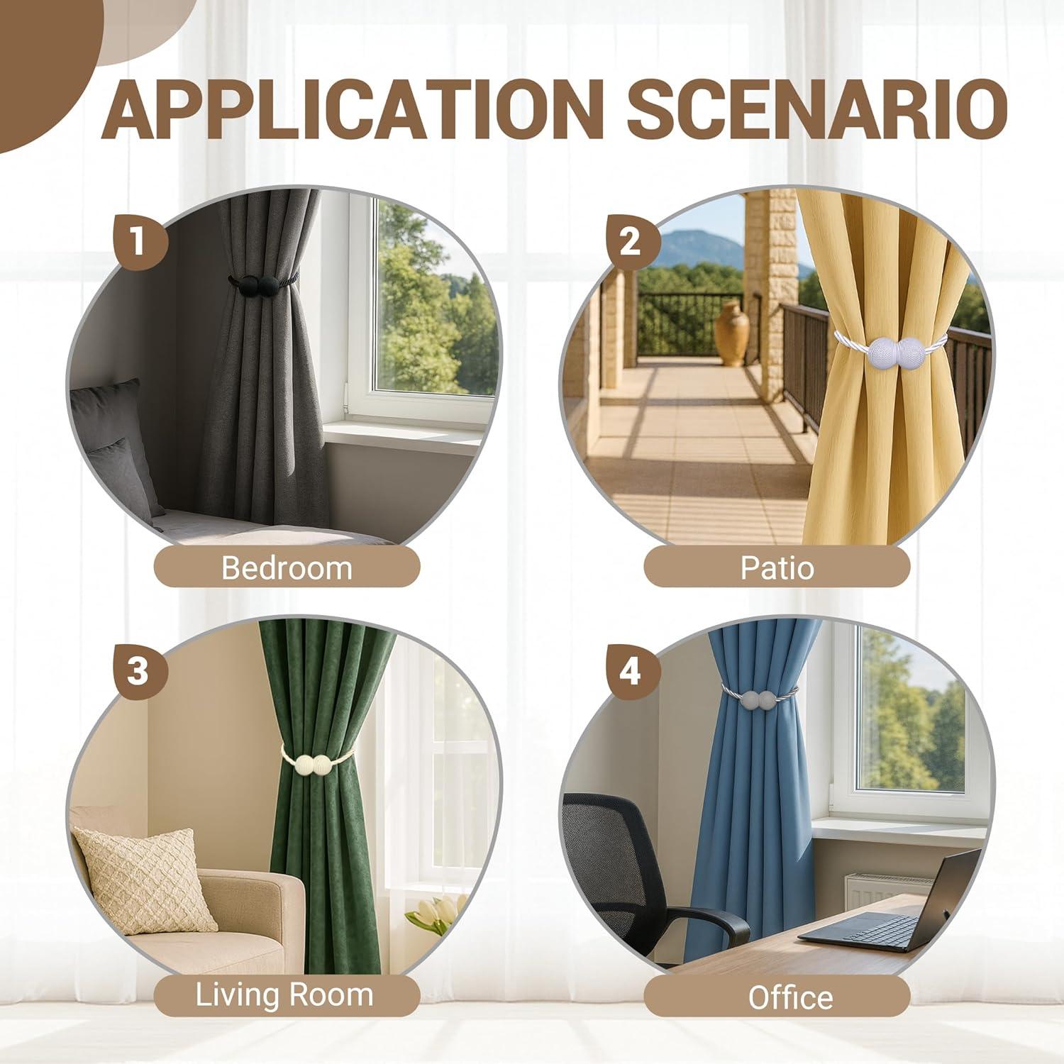 Sujetadores Magnéticos para Cortinas Hion 2 Pcs Color Negro