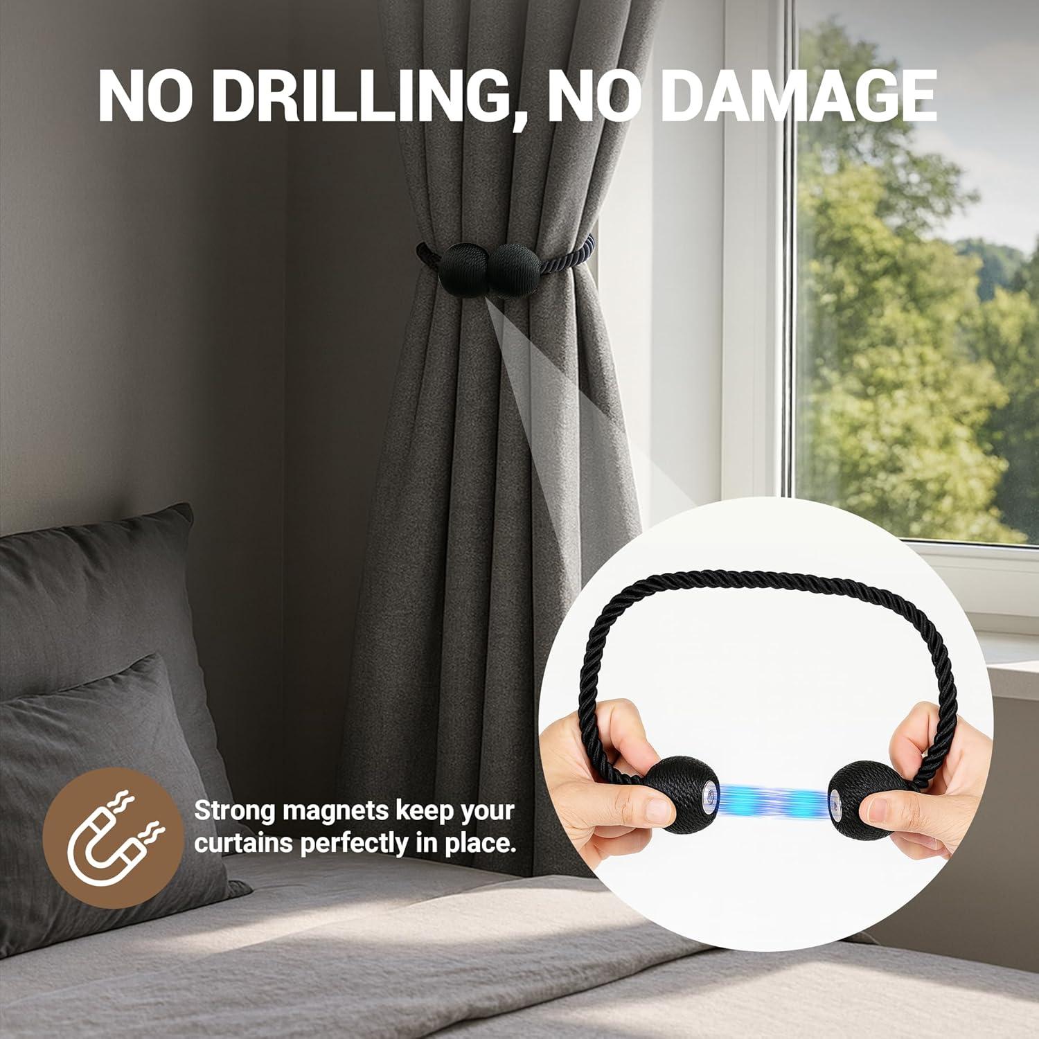 Sujetadores Magnéticos para Cortinas Hion 2 Pcs Color Negro