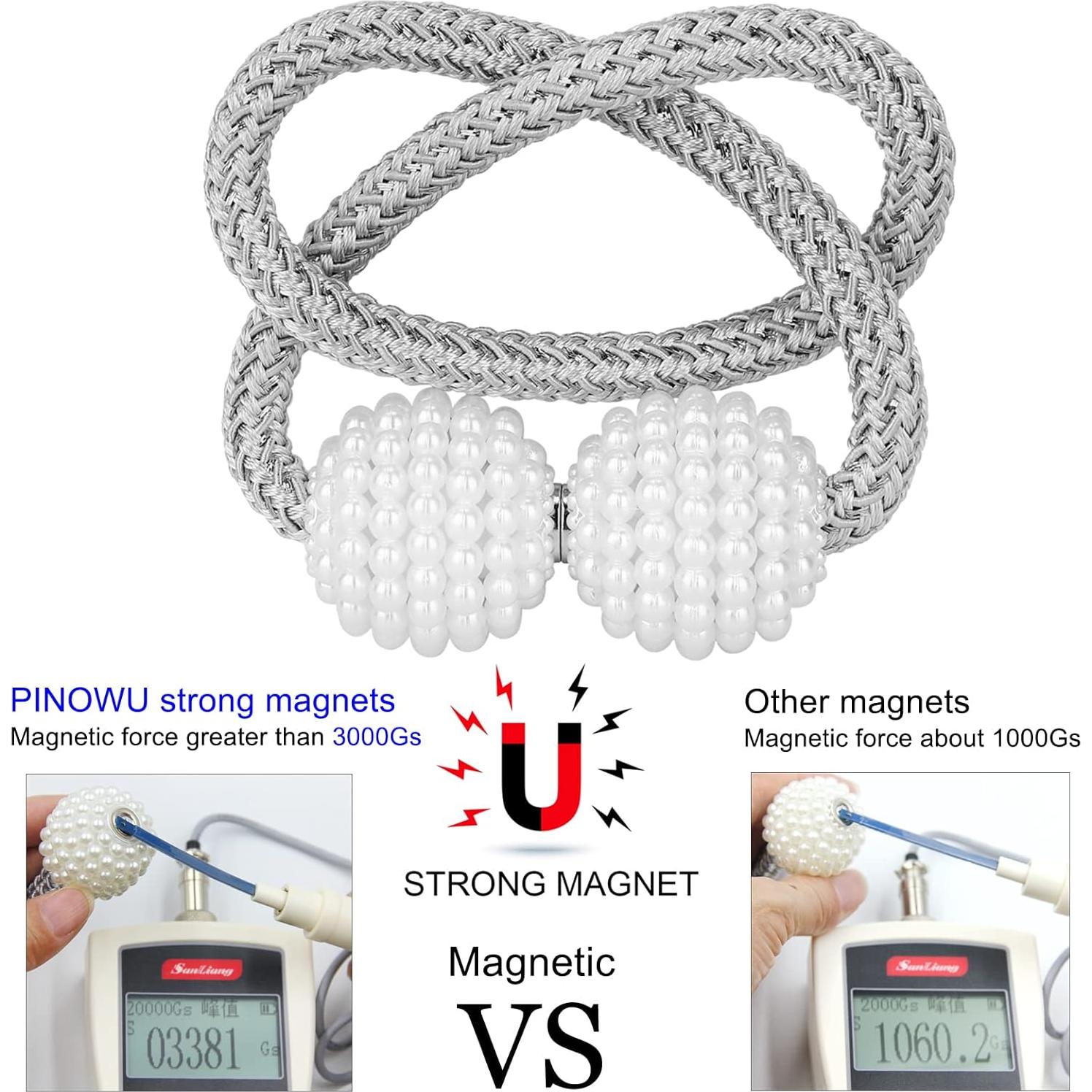 Sujetadores Magnéticos para Cortinas Pinowu 2 Piezas Gris