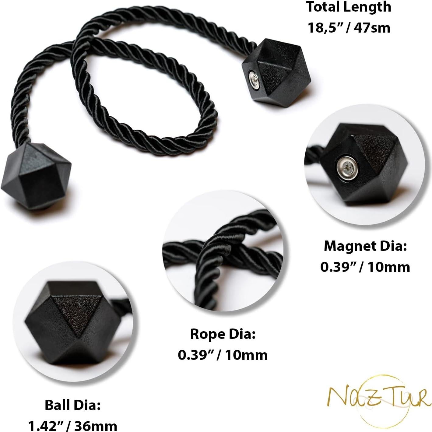 Sujetadores Magnéticos para Cortinas NazTur - 2 Piezas Negro