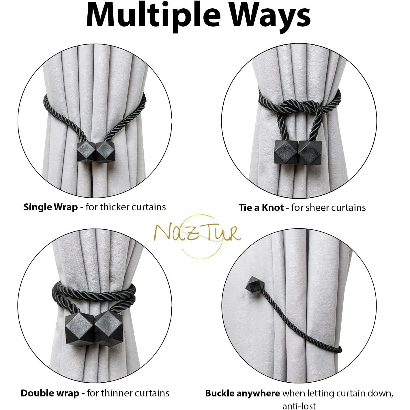 Sujetadores Magnéticos para Cortinas NazTur - 2 Piezas Negro