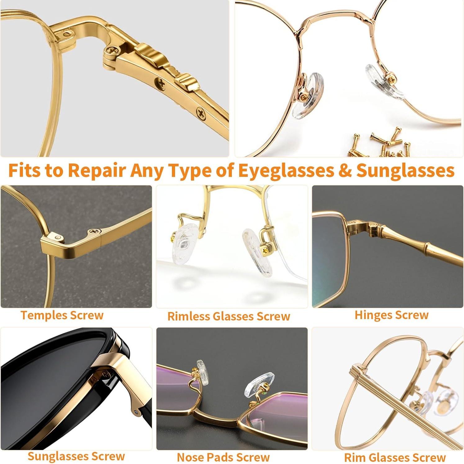 Kit de Reparación de Gafas Ofone con 140 Tornillos Dorados