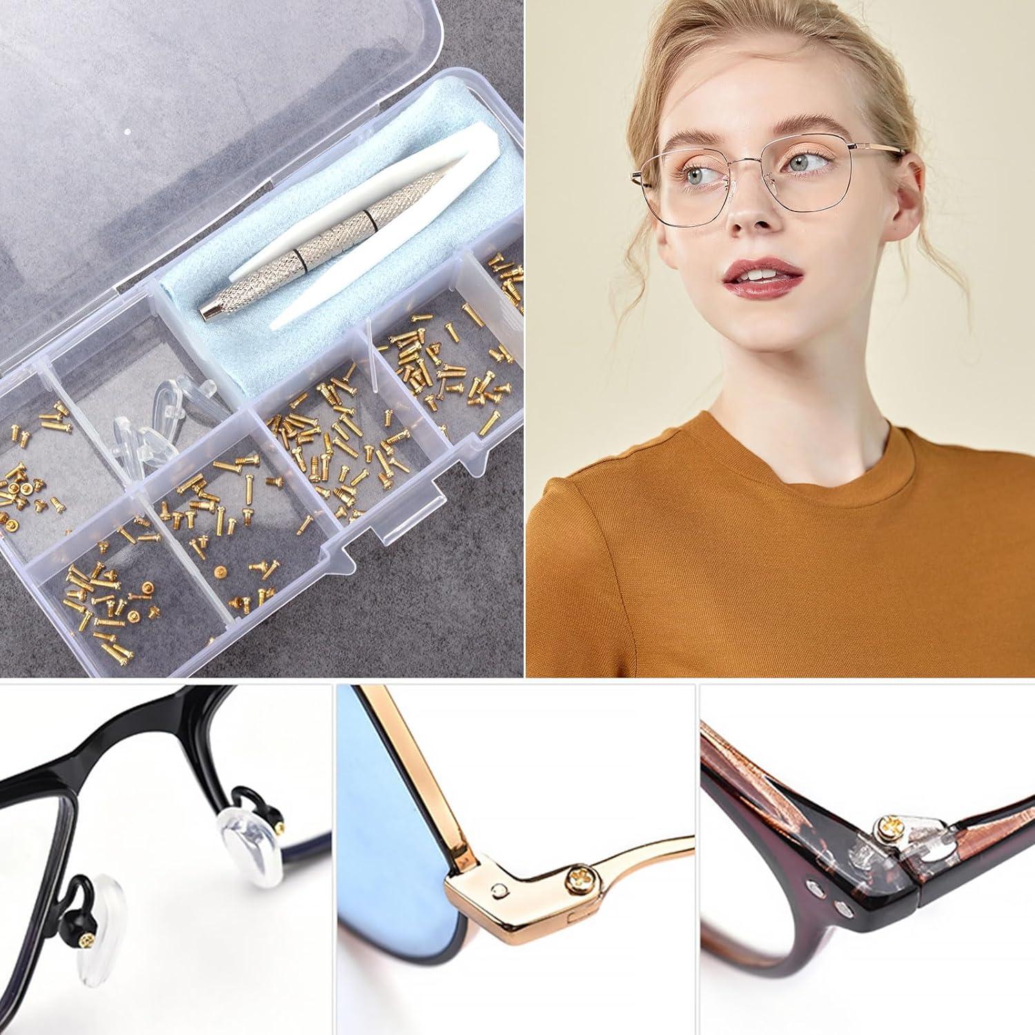 Kit de Reparación de Gafas Ofone con 140 Tornillos Dorados