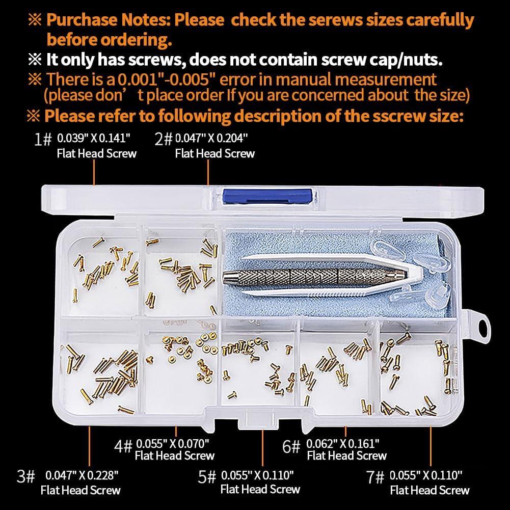 Kit de Reparación de Gafas Ofone con 140 Tornillos Dorados