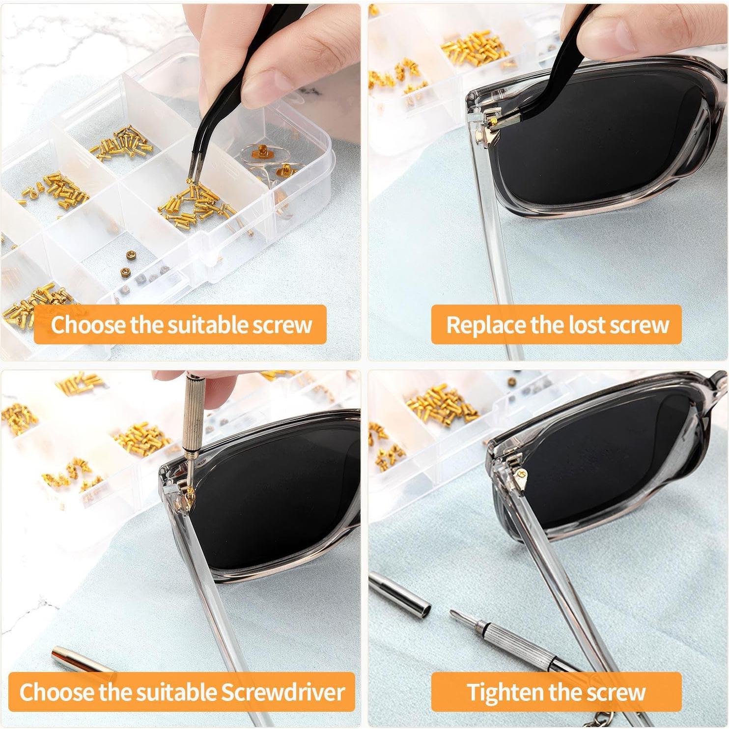 Kit de Reparación de Gafas Ofone con Tornillos Dorados
