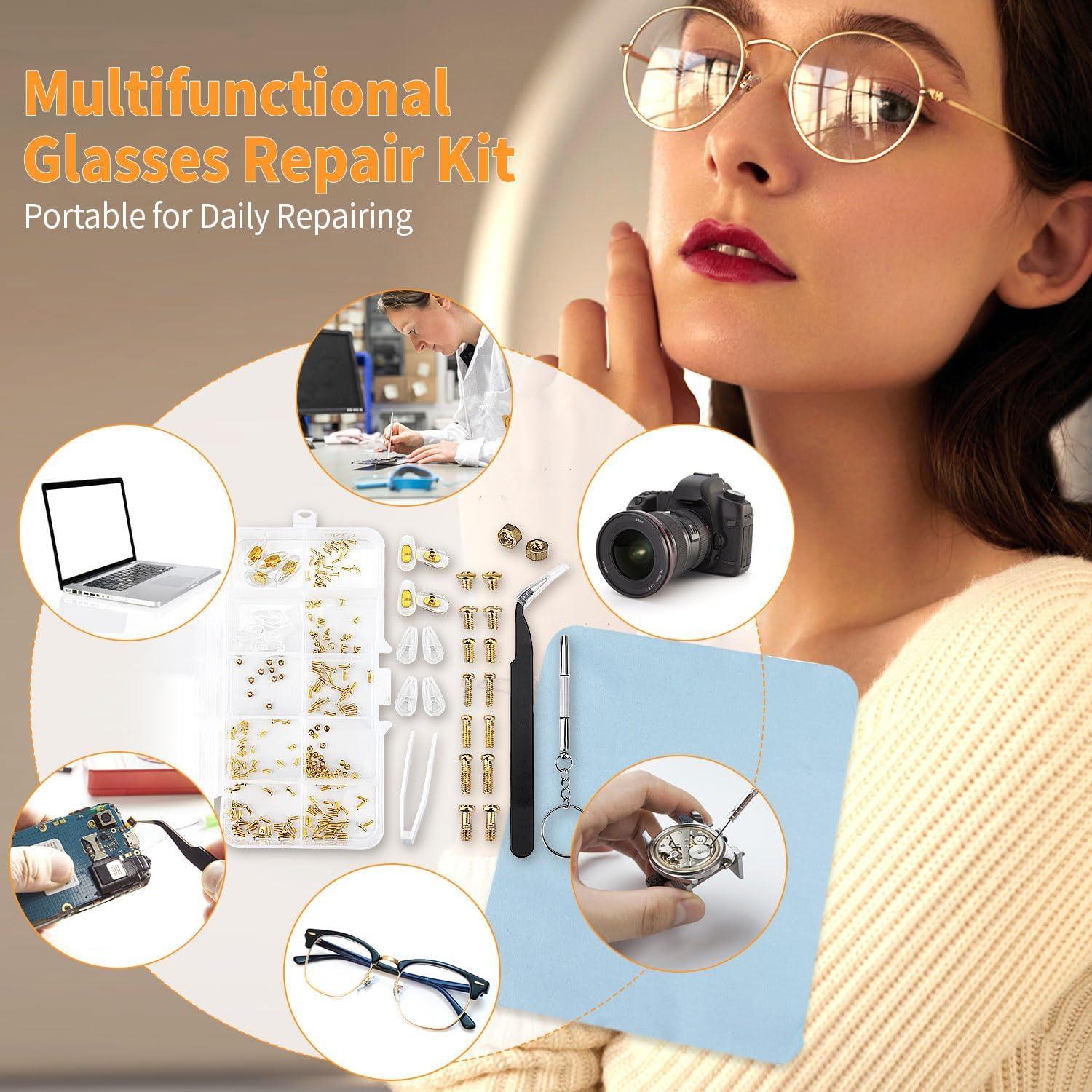 Kit de Reparación de Gafas Ofone con Tornillos Dorados