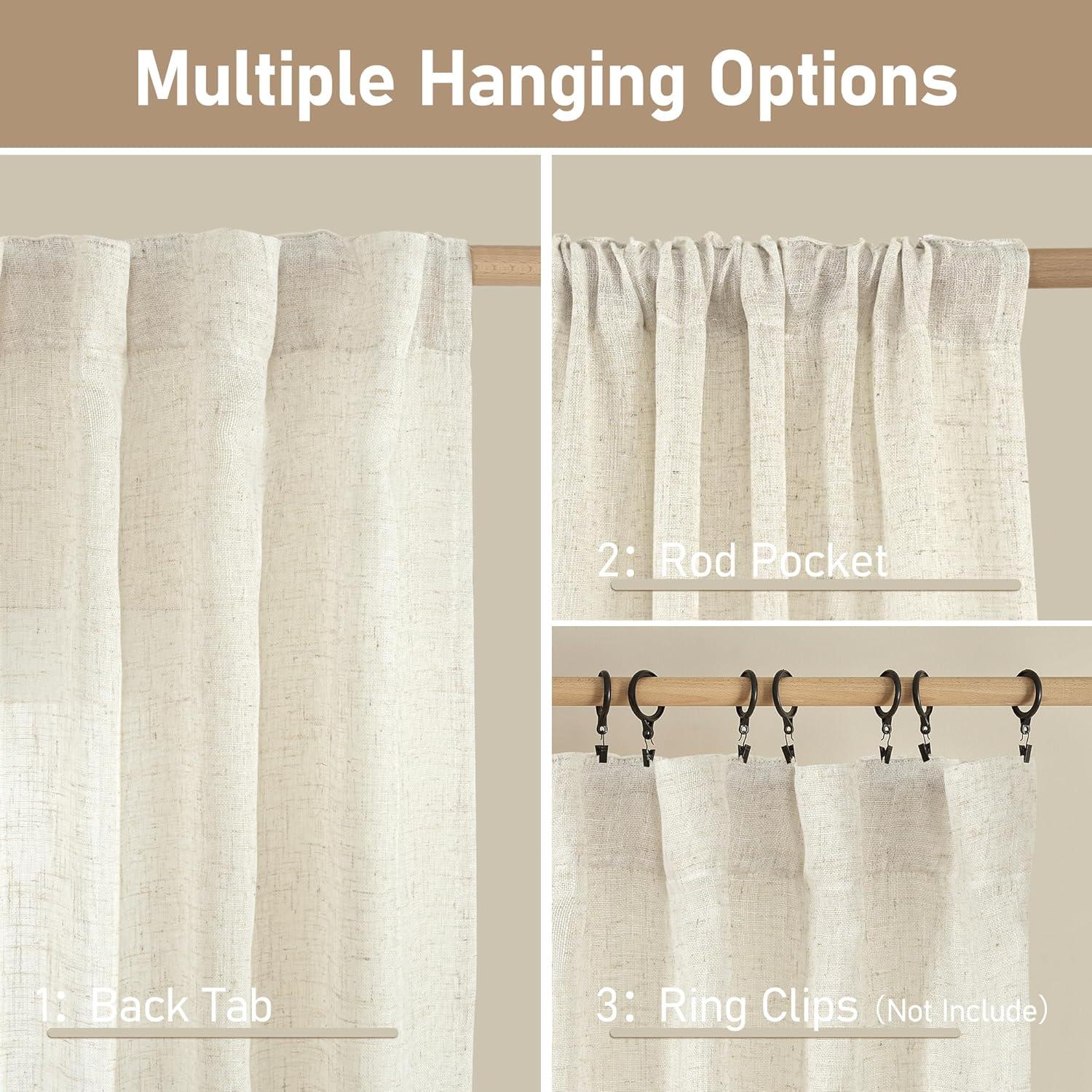 Cortinas de lino filtrantes LAMIT 52x84 cm marfil natural 2 paneles