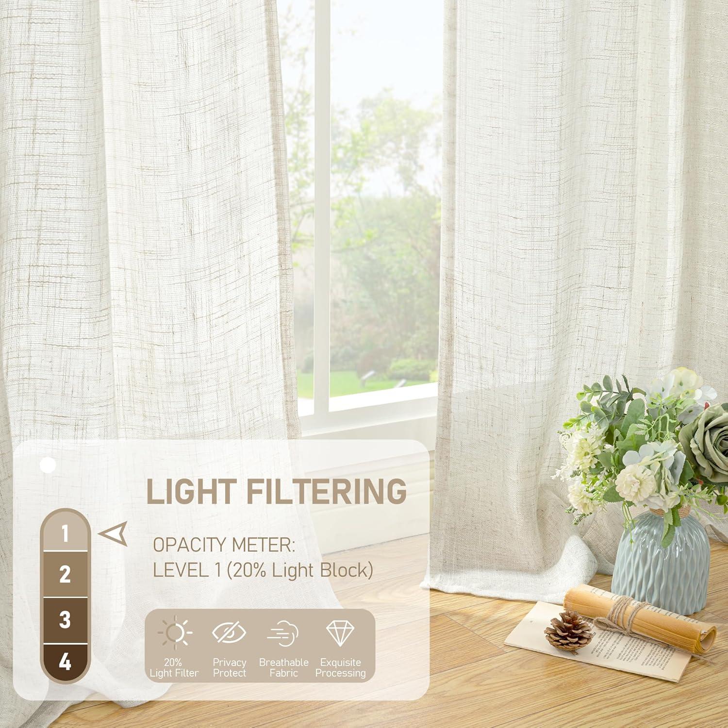 Cortinas de lino filtrantes LAMIT 52x84 cm marfil natural 2 paneles