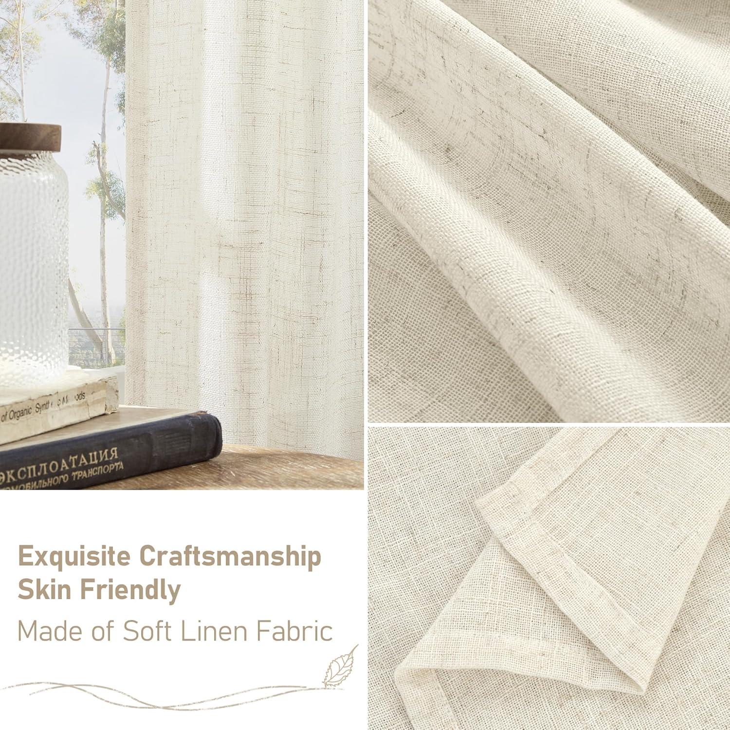 Cortinas de lino filtrantes LAMIT 52x84 cm marfil natural 2 paneles